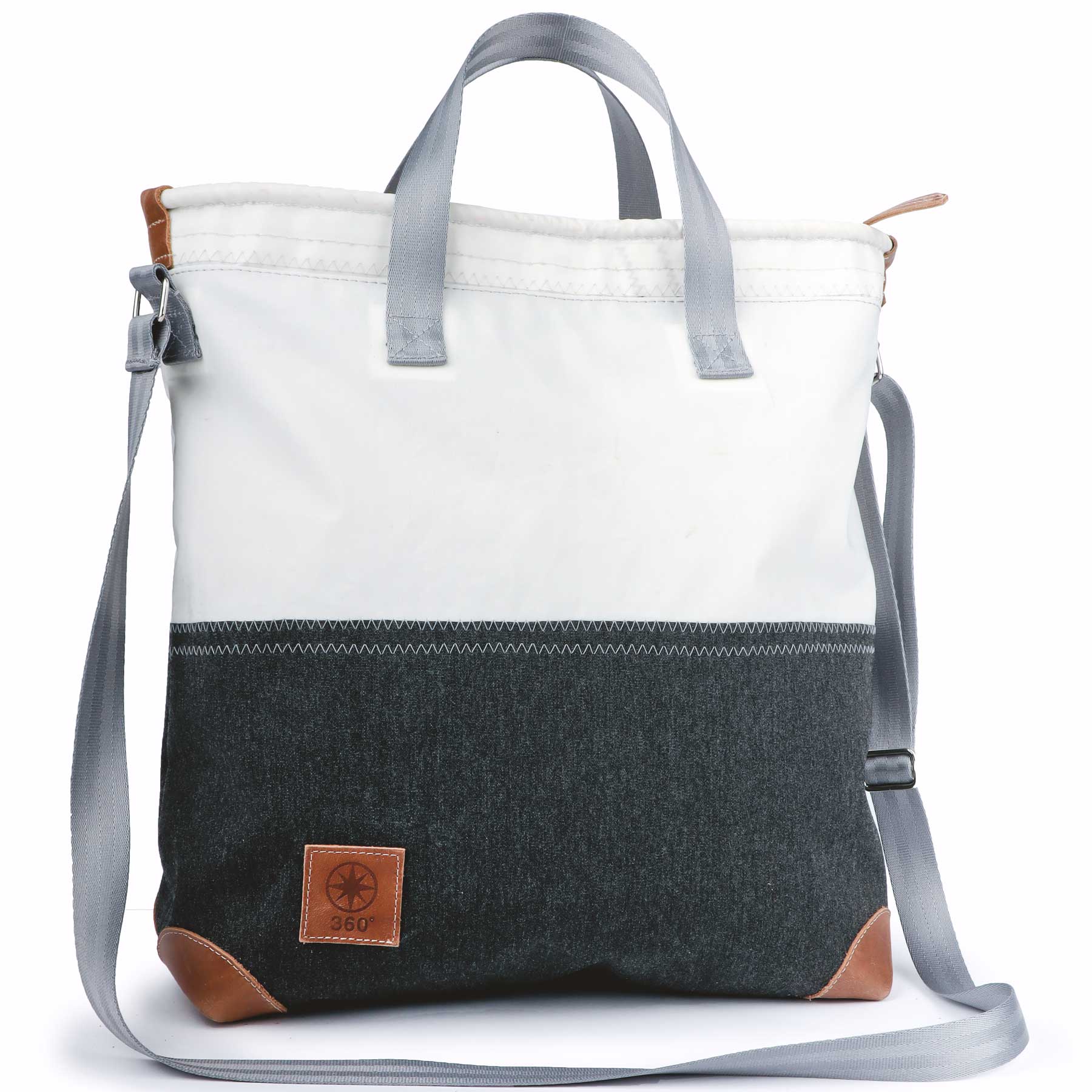 Handtasche Ahoi Segeltuch grau weiß