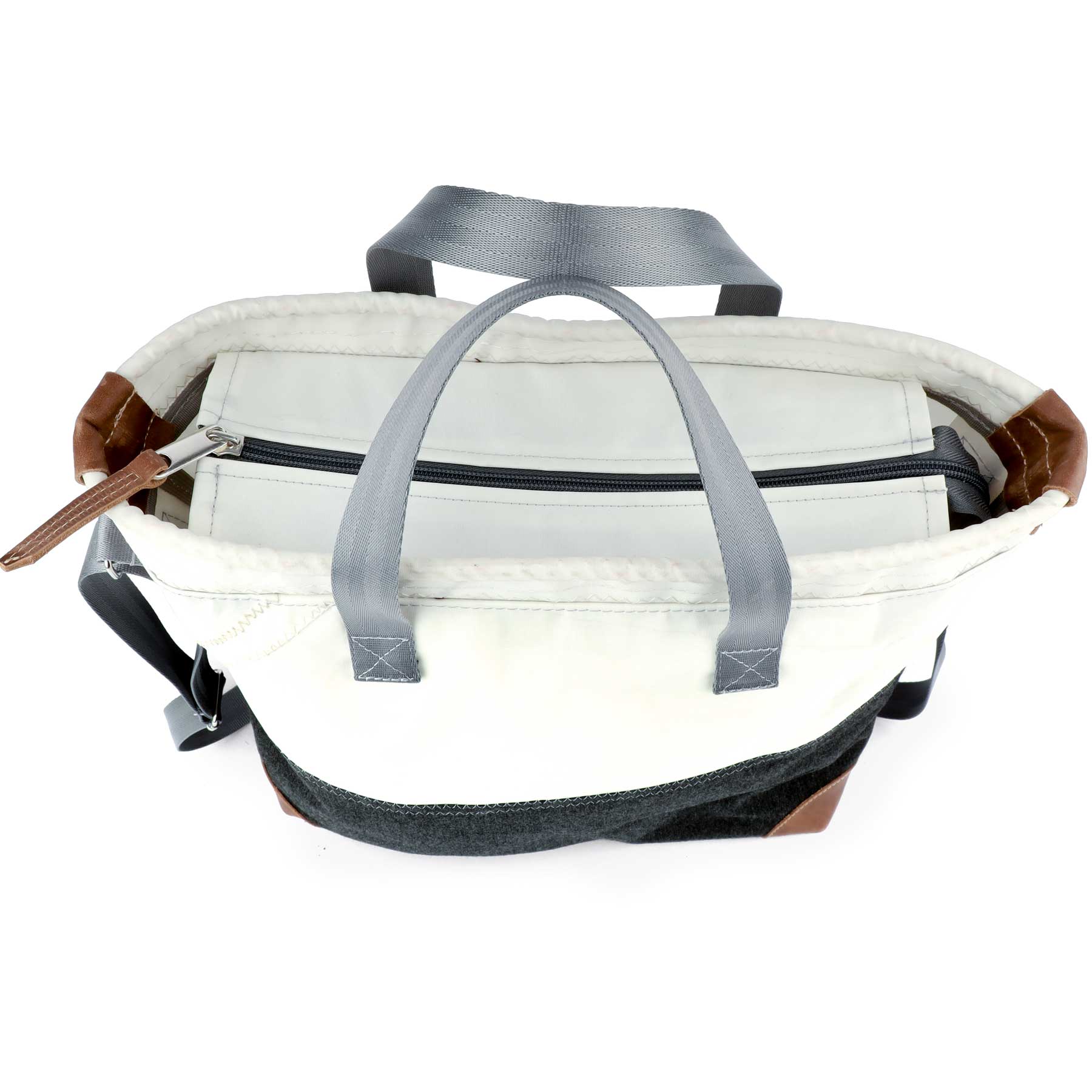 Handtasche Ahoi Segeltuch grau weiß