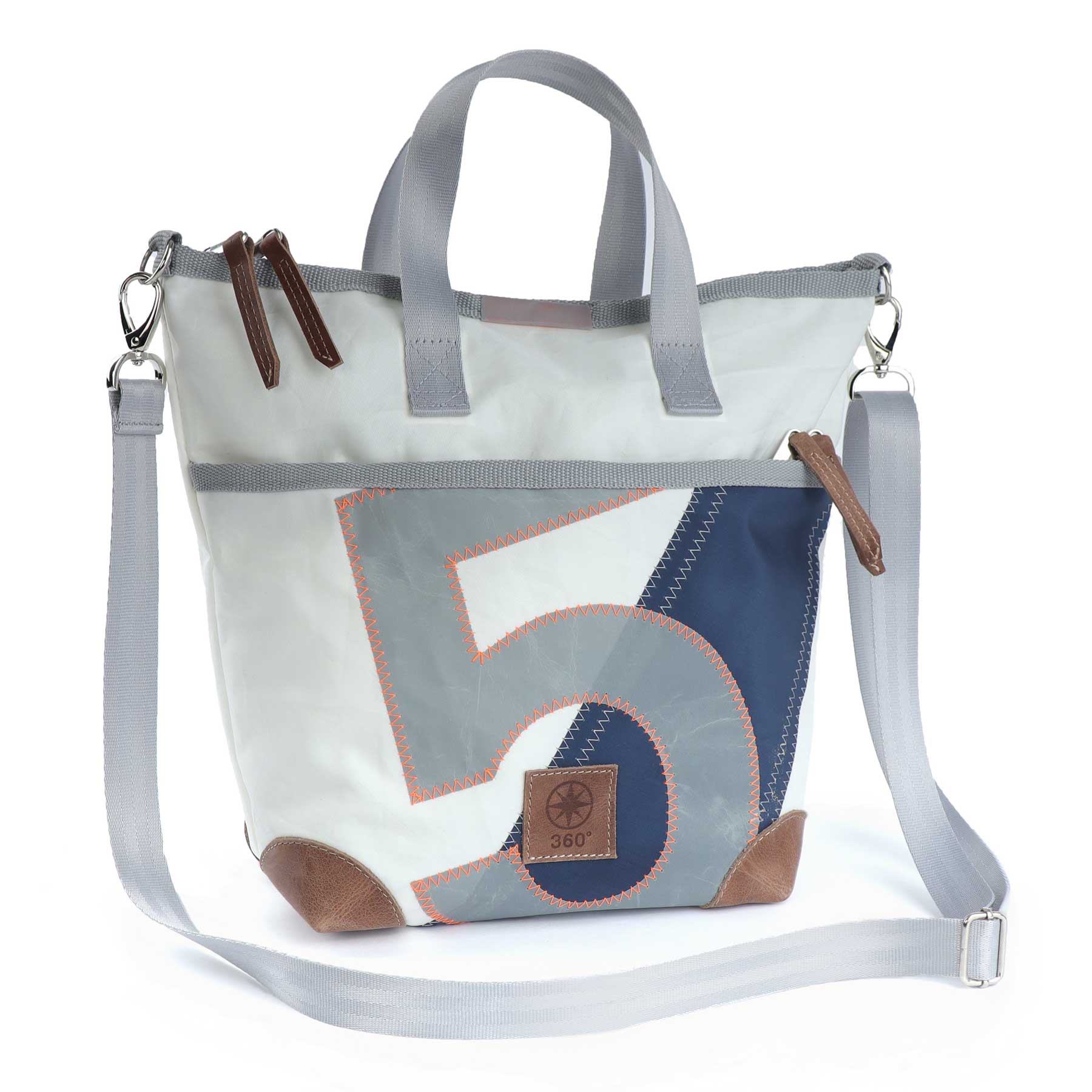 Handtasche Deern Mini Segeltuch weiß Zahl orange