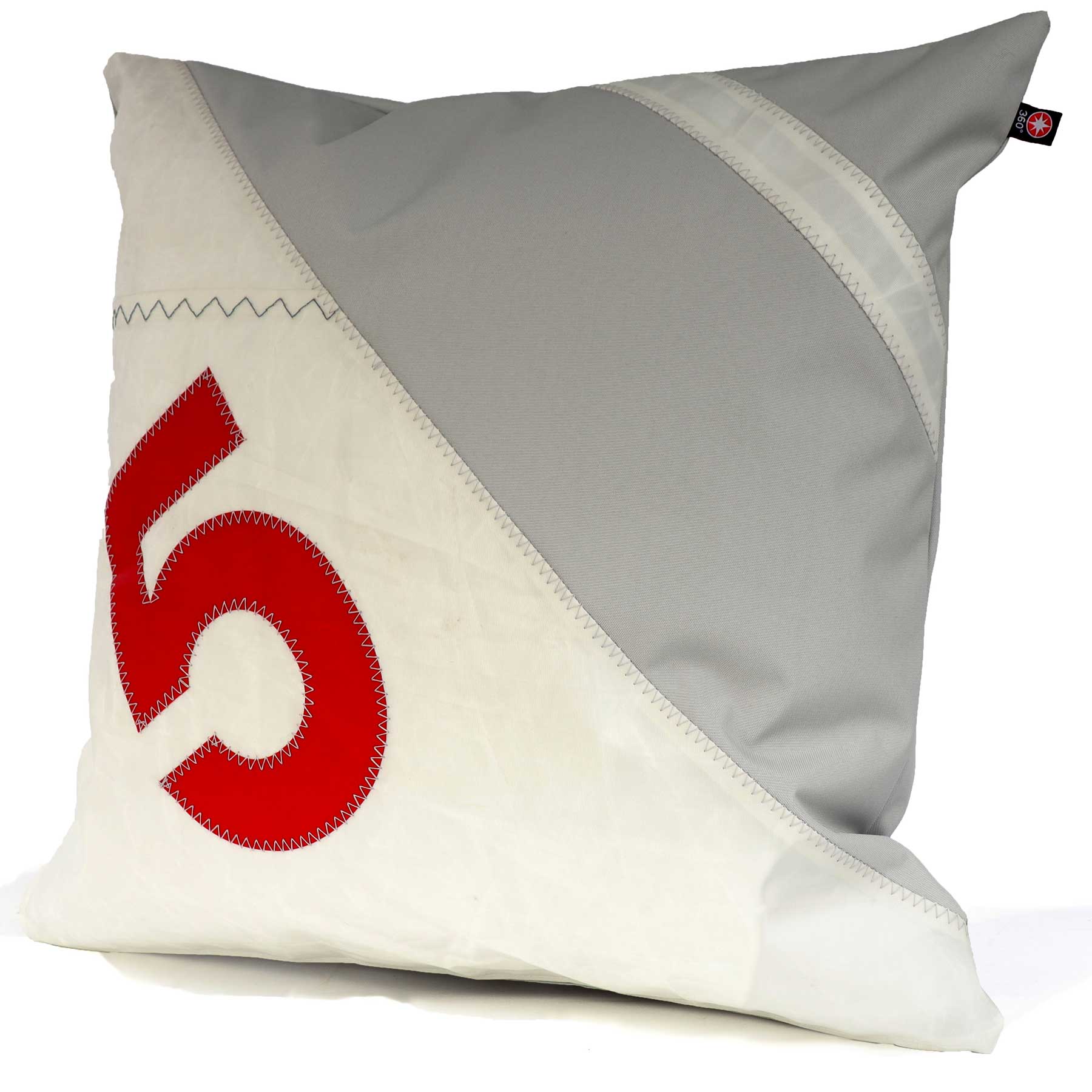 Outdoor Kissen Koje weiß grau Zahl rot
