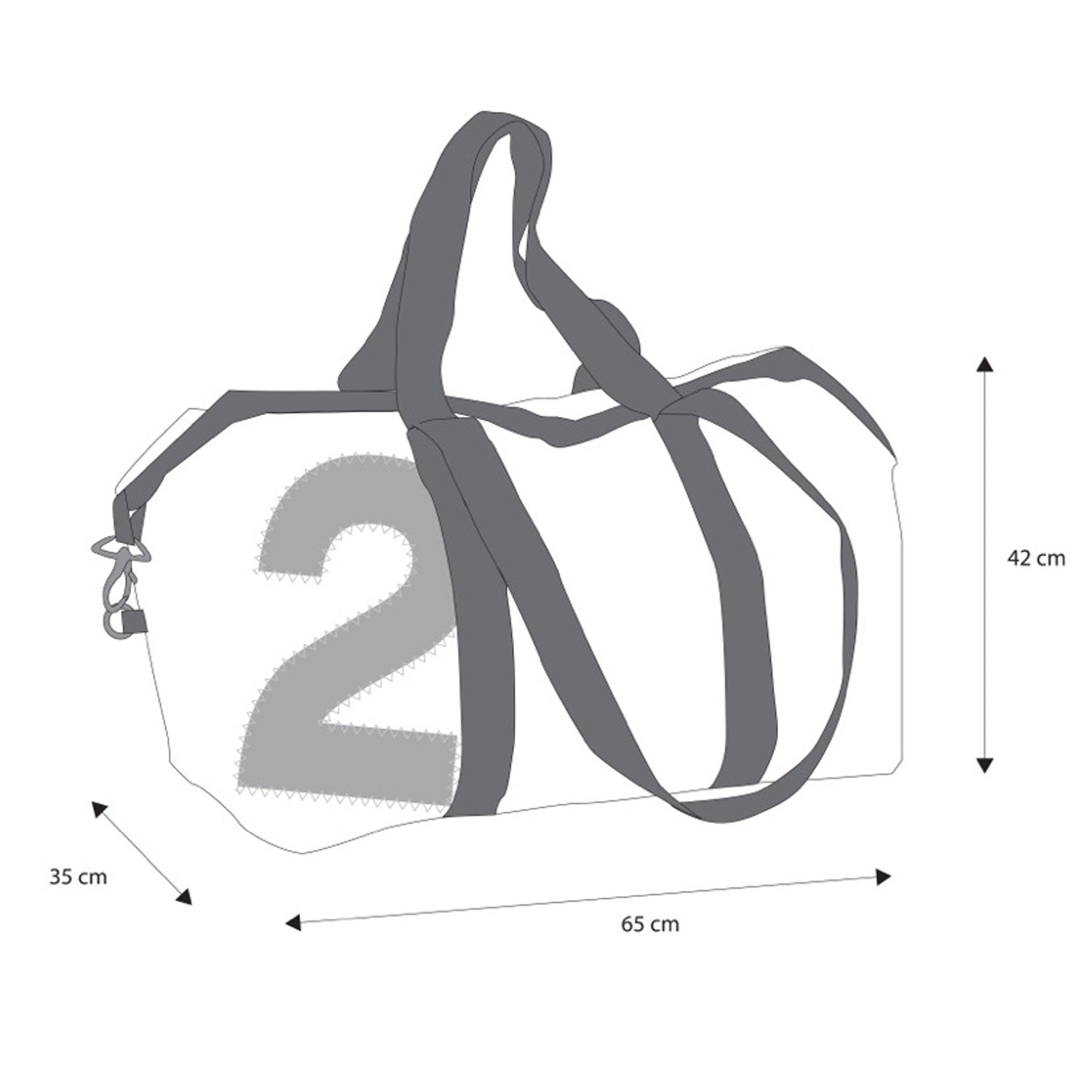 Reisetasche Kutter XL recyceltes Segeltuch Zahl rot