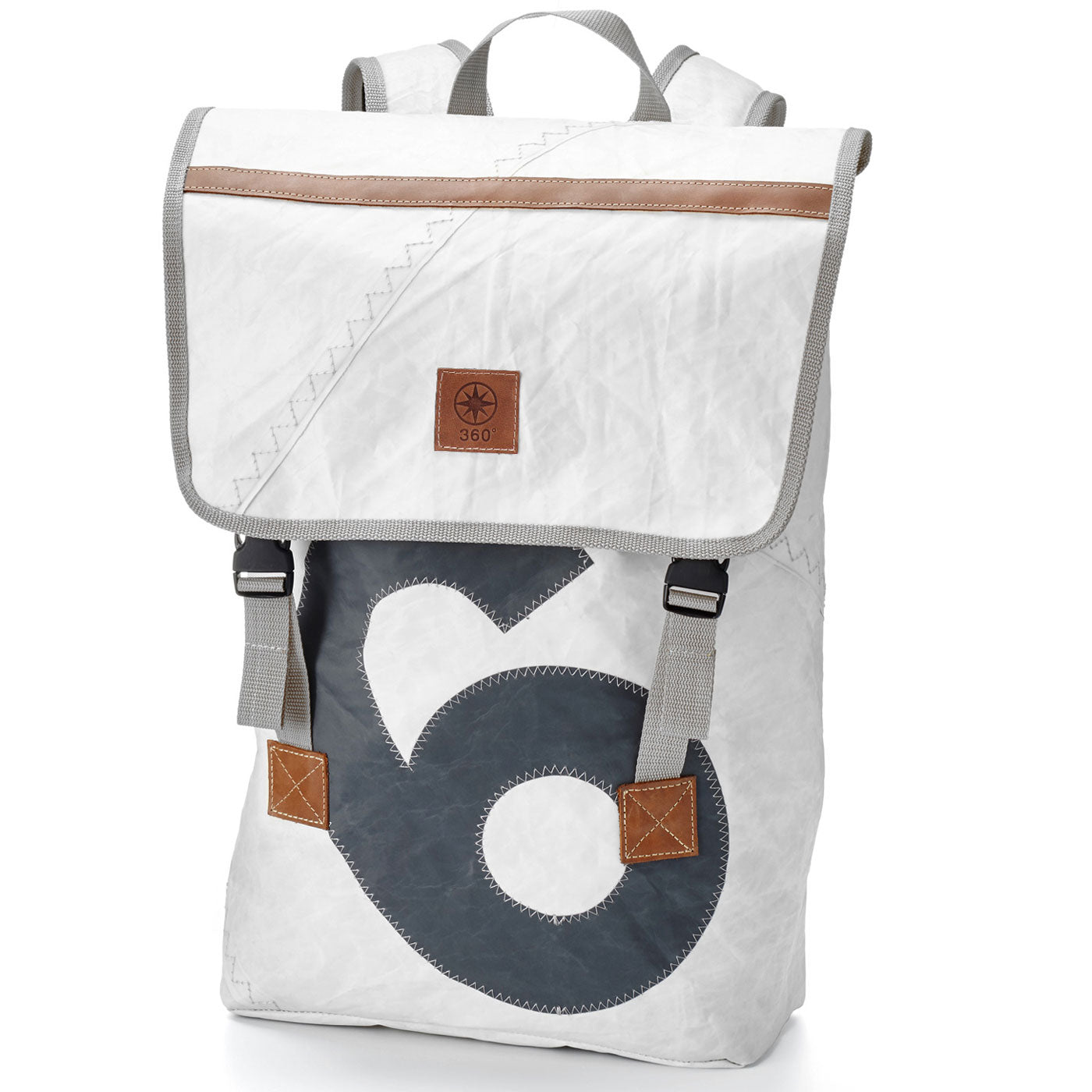 wanderrucksack segeltuch Rucksack Landgang Segeltuch weiß Zahl grau – MOCAVI