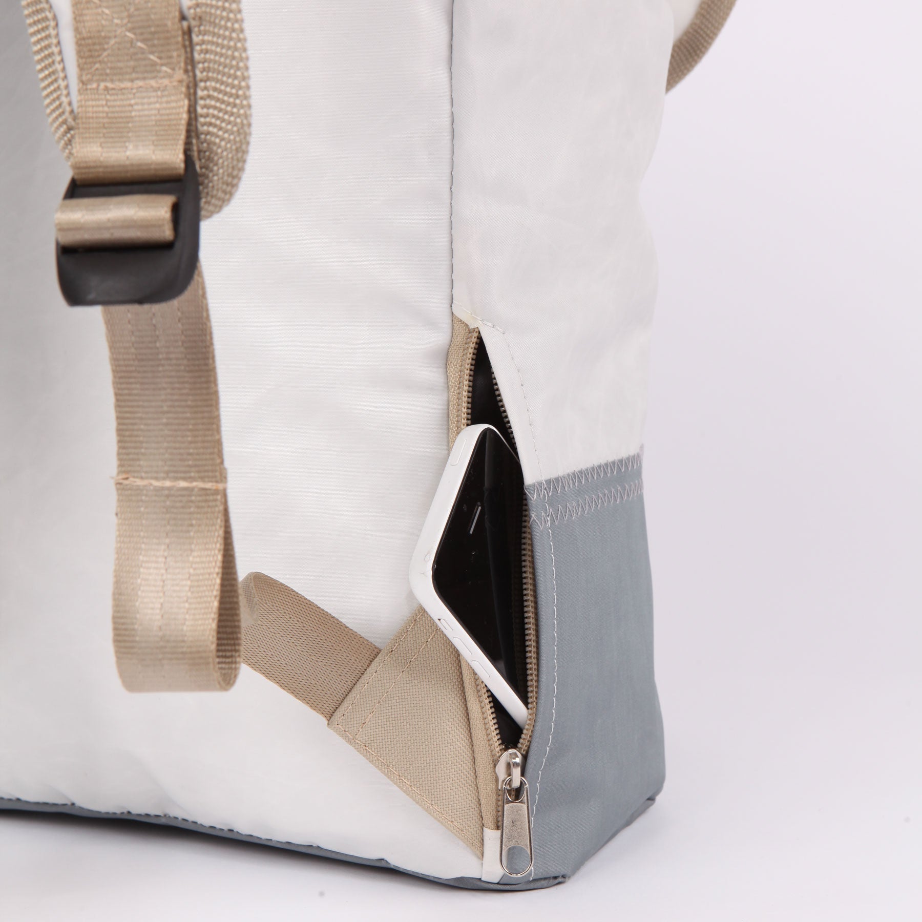 Rucksack Landgang Segeltuch weiß Zahl grau