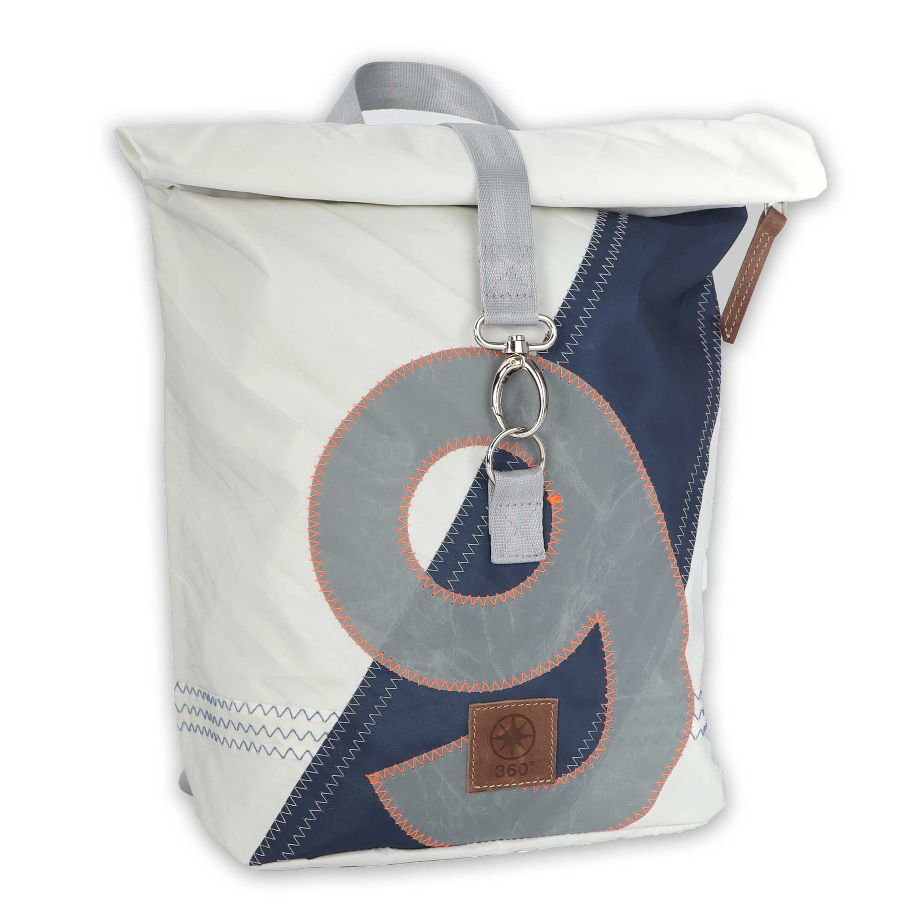 Rucksack Möwe Segeltuch weiß-grau Zahl blau