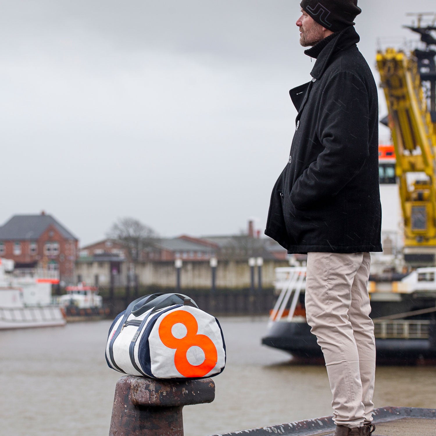 Sporttasche Pirat Segeltuch weiß-grau