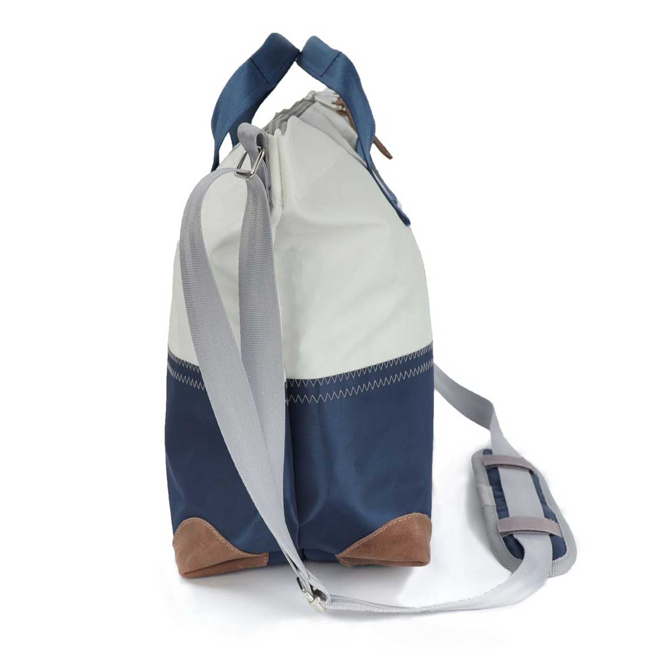 Handtasche Suutje Segeltuch weiß blau Zahl hellgrau