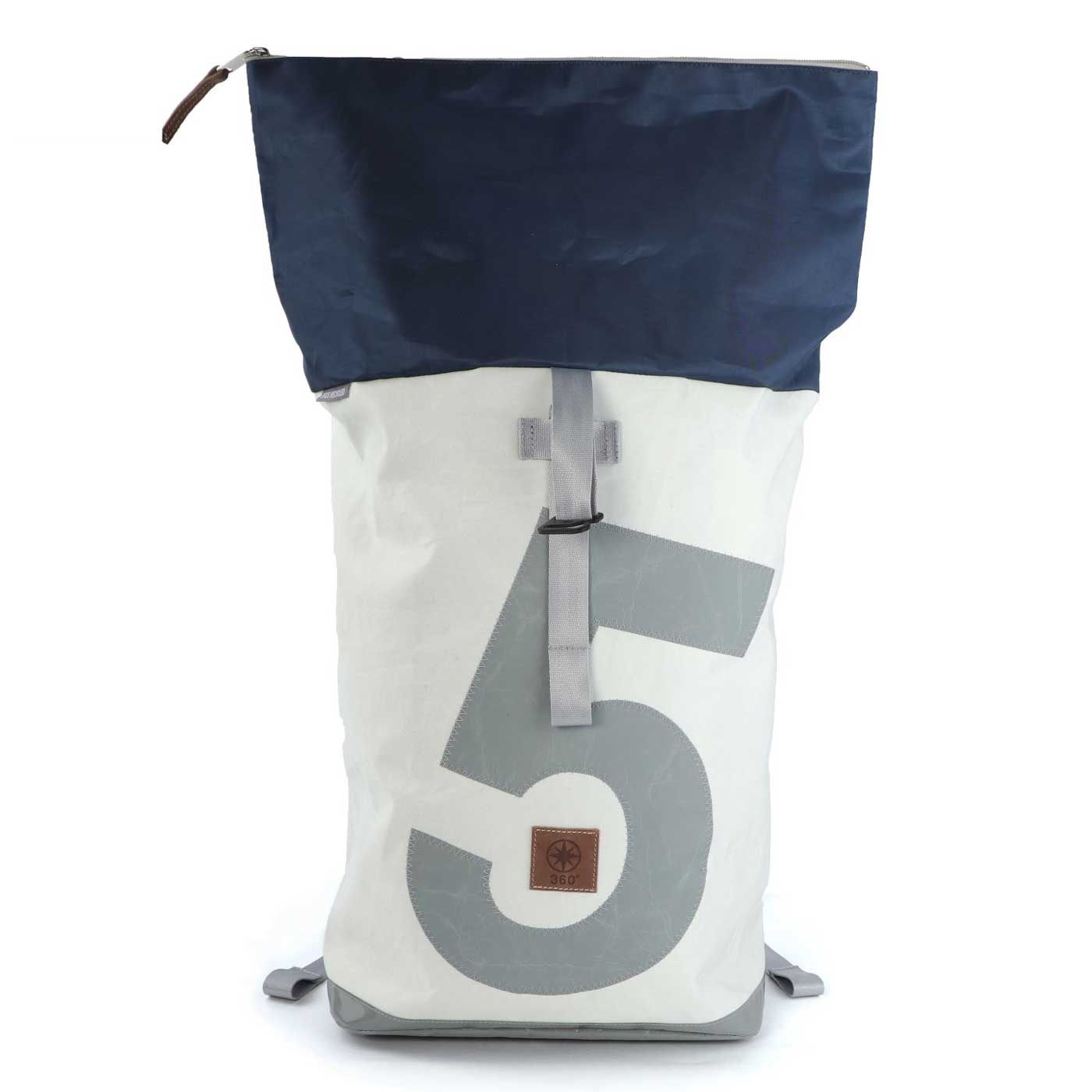 Rucksack Tide Segeltuch weiß-blau Zahl hellgrau