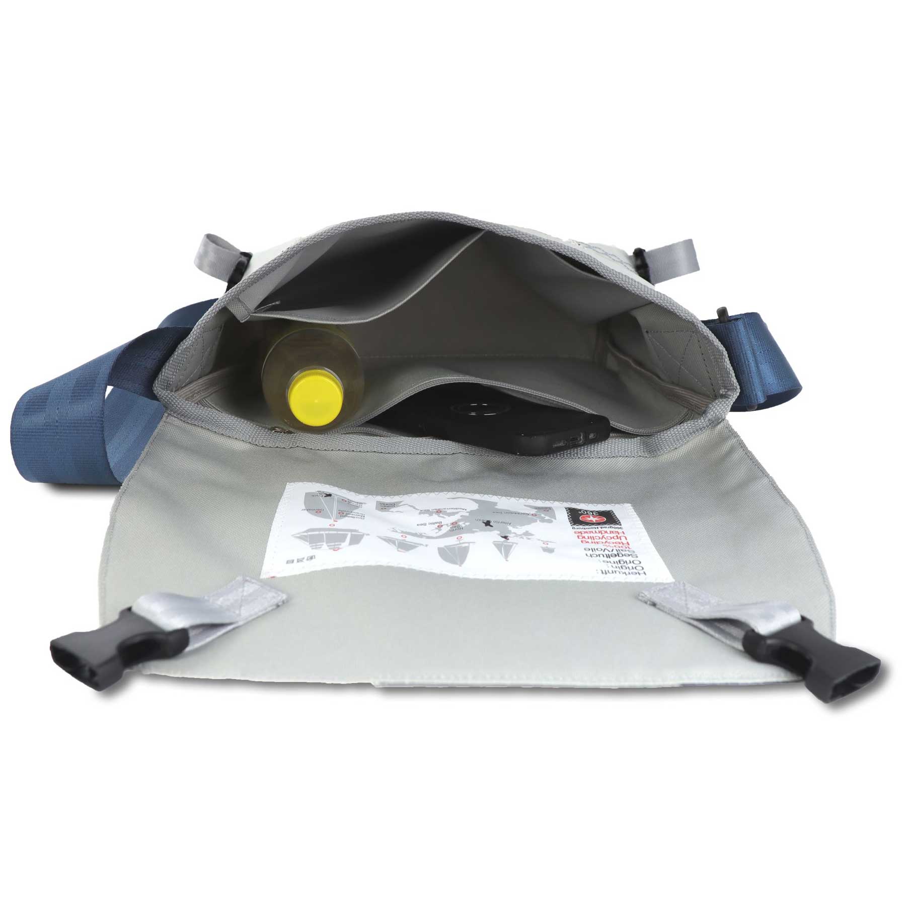 Handtasche Törn Segeltuch weiß-blau Zahl hellgrau