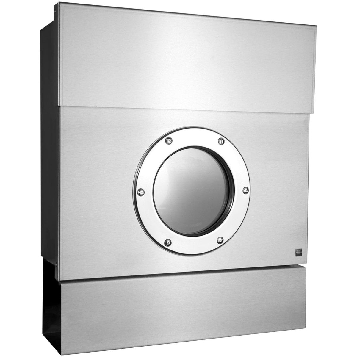 Letterman 2 Design Edelstahl-Briefkasten mit Zeitungsfach und Sichtfenster, verdecktes Schloss, Wand-Postkasten mit Bullauge