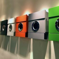 Letterman 2 Design Edelstahl-Briefkasten mit Zeitungsfach und Sichtfenster, verdecktes Schloss, Wand-Postkasten mit Bullauge