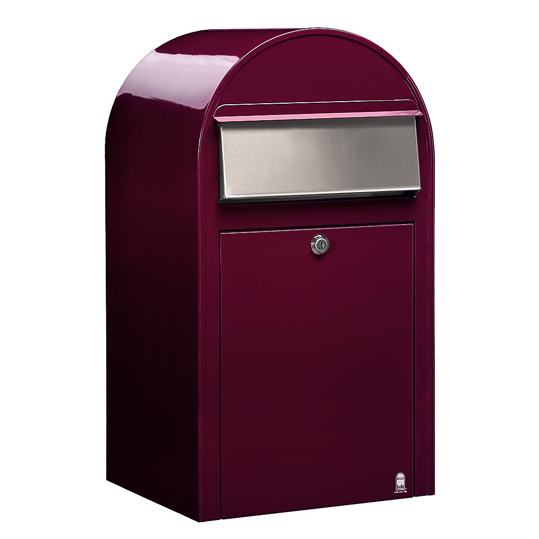 Briefkasten Grande RAL 3005 bordeauxrot, Briefeinwurf Edelstahl