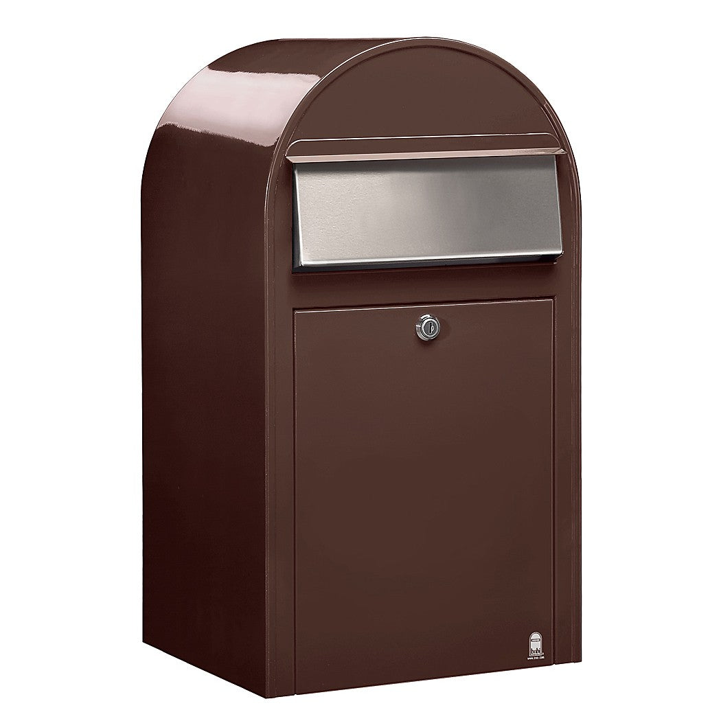 Briefkasten Grande RAL 8017 braun, Briefeinwurf Edelstahl