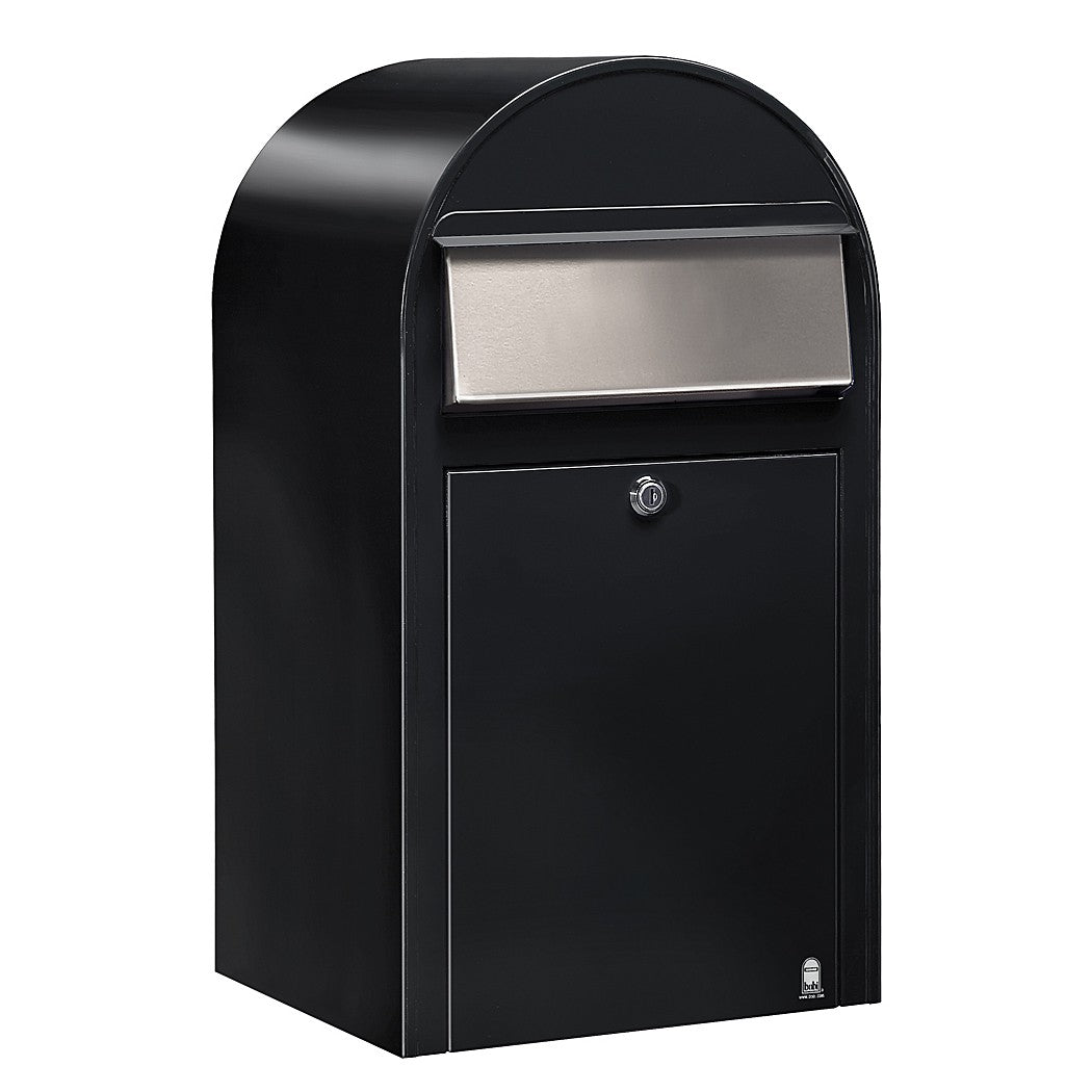 Briefkasten Grande RAL 9005 strukturschwarz, Briefeinwurf Edelstahl