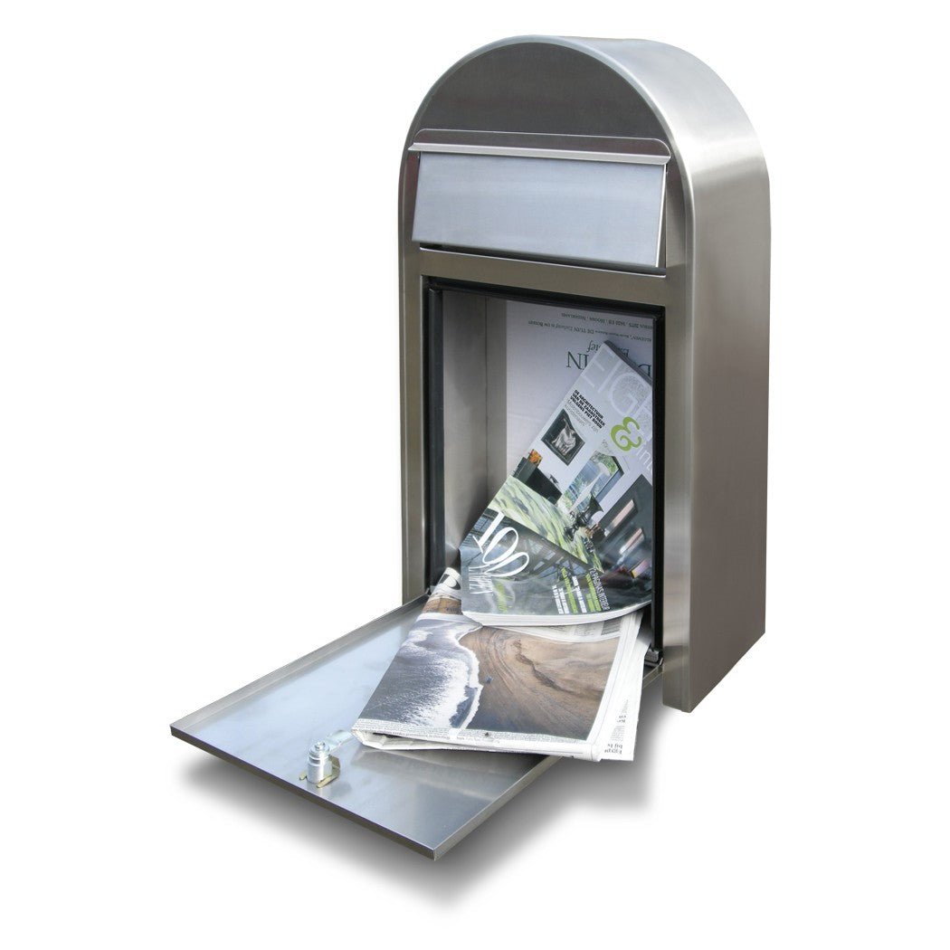 Briefkasten Grande S RAL 6005 grün, Briefeinwurf Edelstahl