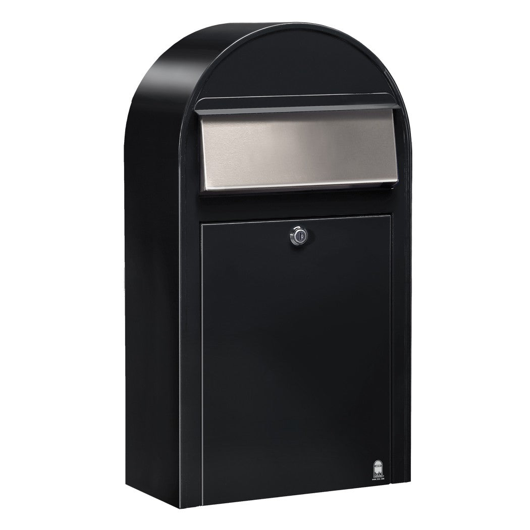 Briefkasten Grande S RAL 9005 strukturschwarz, Briefeinwurf Edelstahl