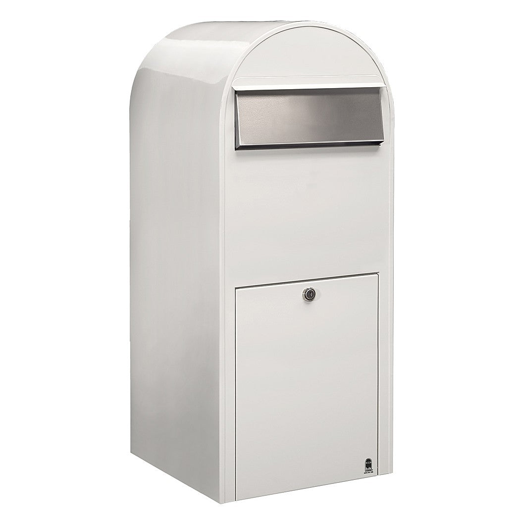 Briefkasten Jumbo RAL 9016 weiß, Briefeinwurf Edelstahl