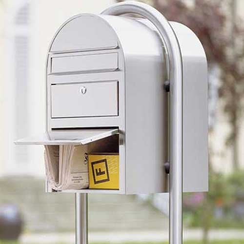 Briefkasten Swiss mit Paketfach RAL 7016 grau, Briefeinwurf Edelstahl