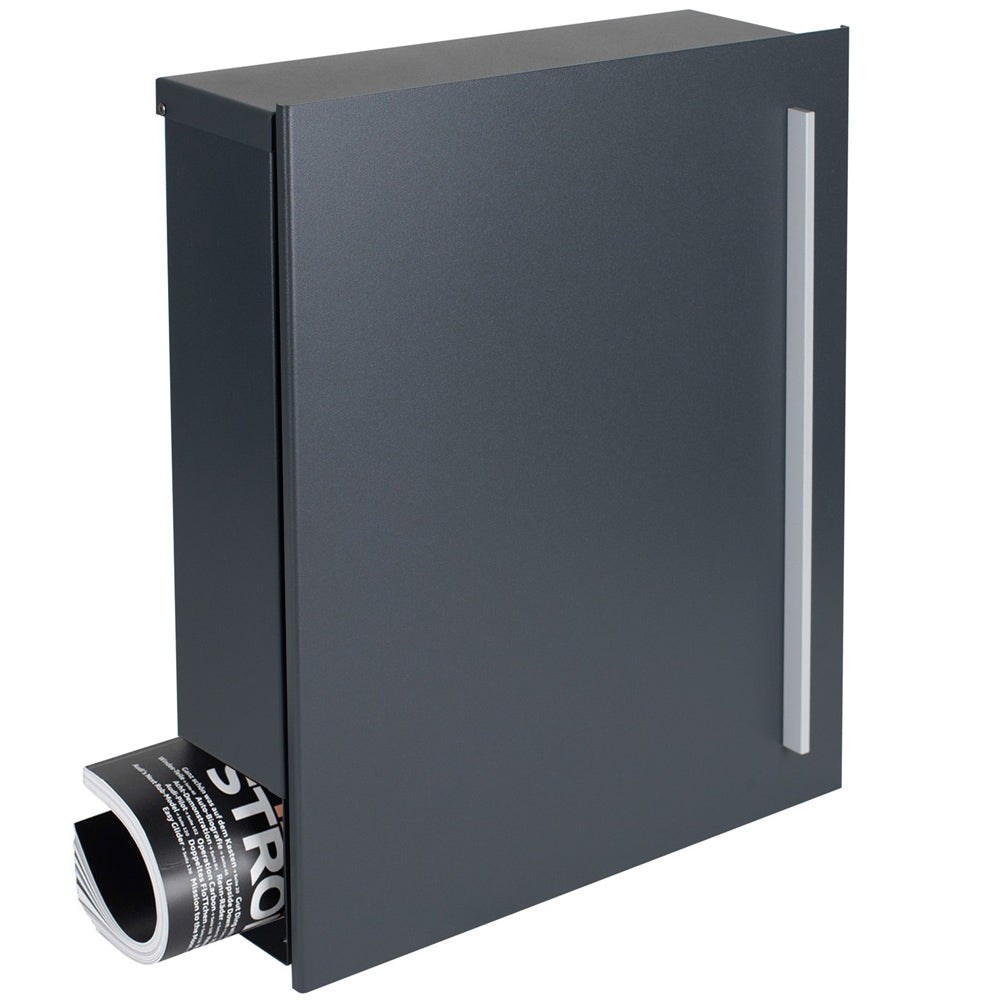 B-Ware Box 115 Wandbriefkasten anthrazit seidenglanz mit Zeitungsfach