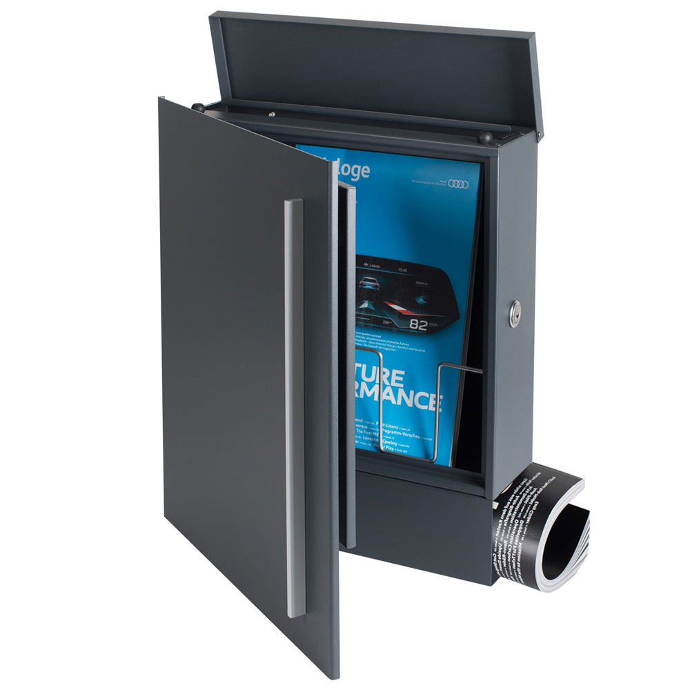B-Ware Box 115 Wandbriefkasten anthrazit seidenglanz mit Zeitungsfach