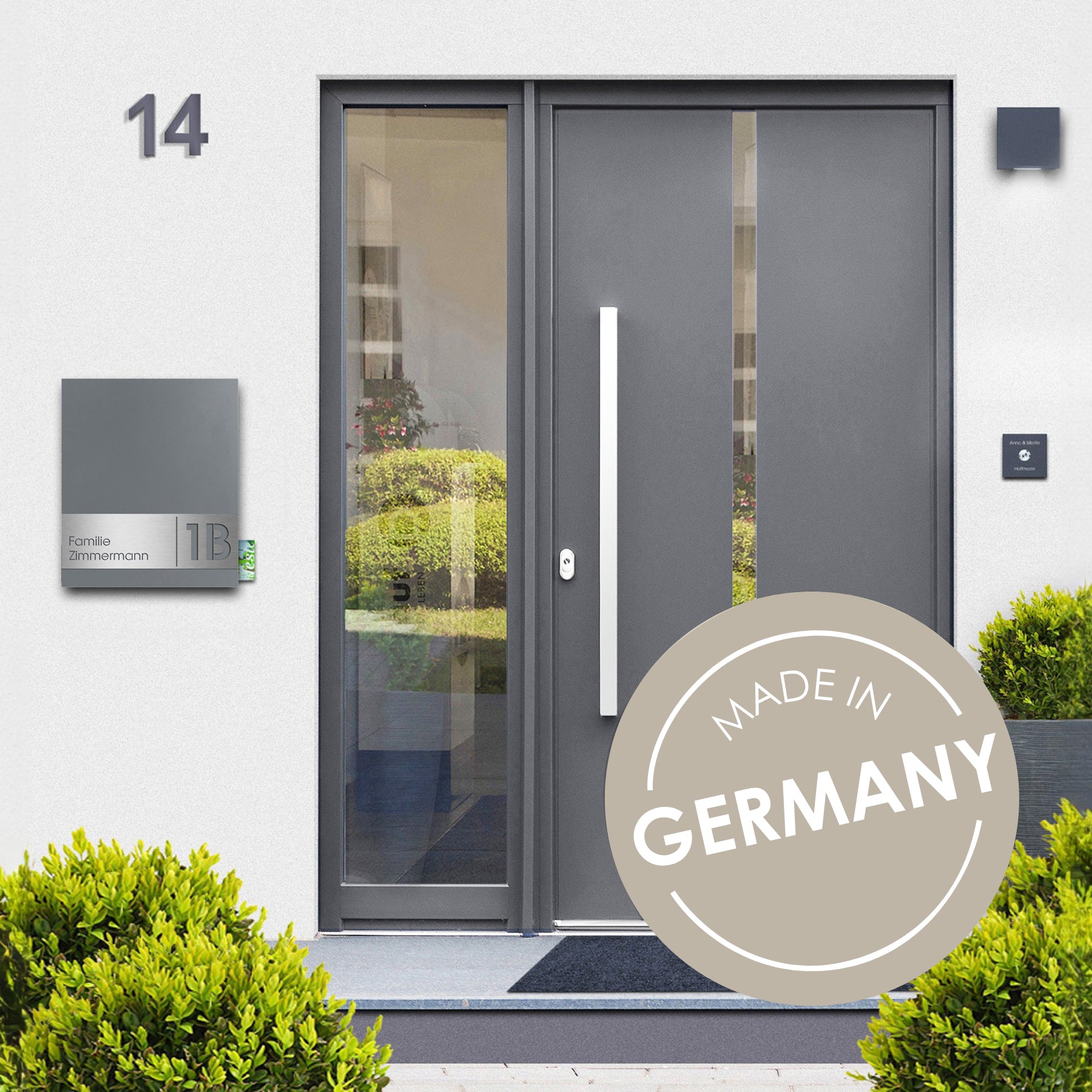 Briefkasten Box 111 Stick330 grau-aluminium personalisiert