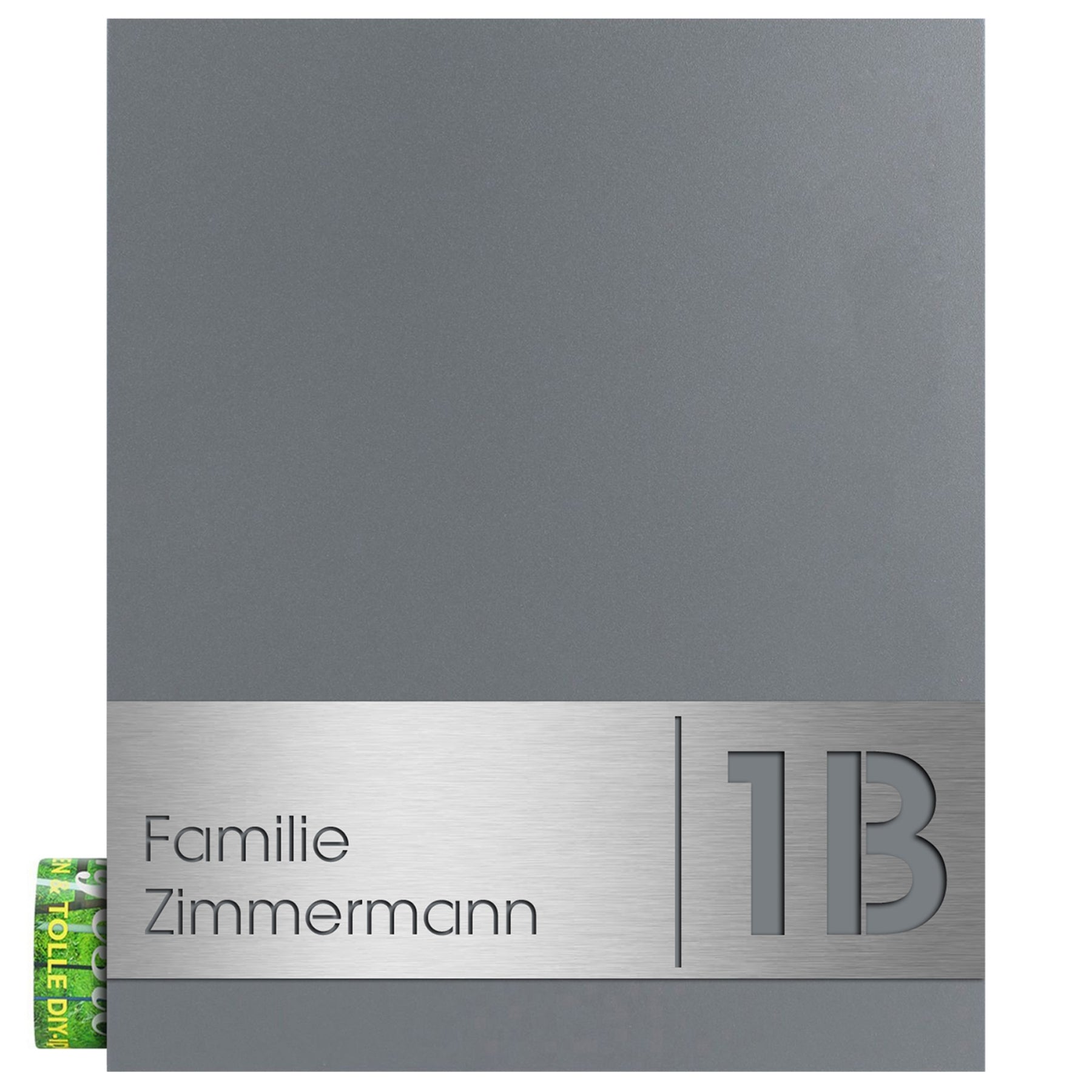 Briefkasten Box 111 Stick330 grau-aluminium personalisiert