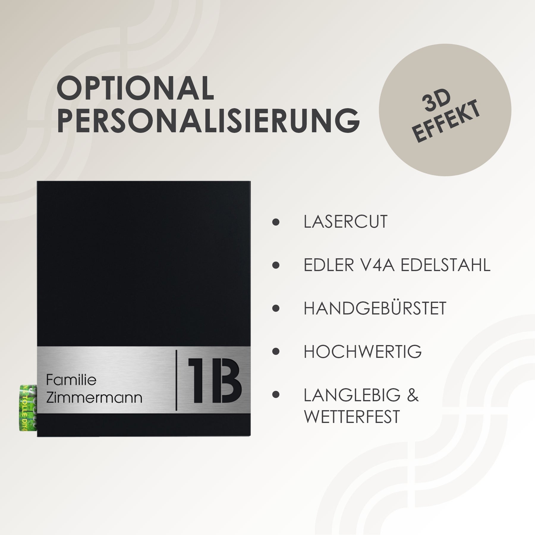Briefkasten Box 111 Stick330 schwarz personalisiert