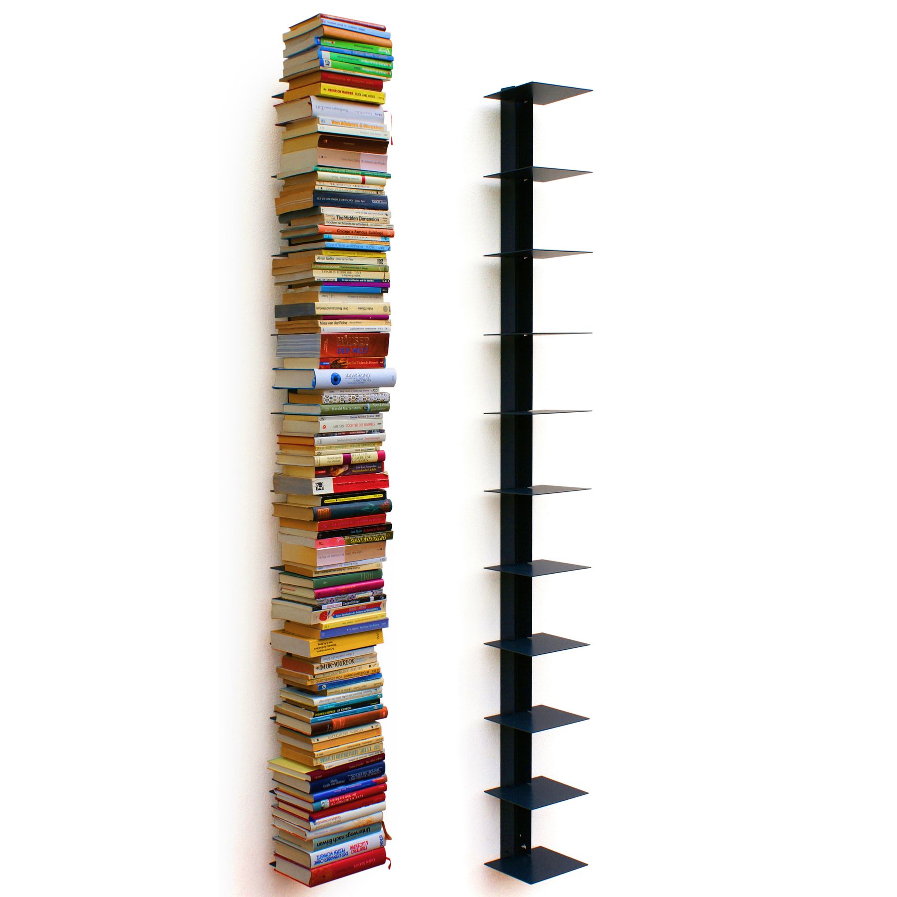 Bücherturm 170 cm (für 1,80 m Bücher) anthrazit Wandregal
