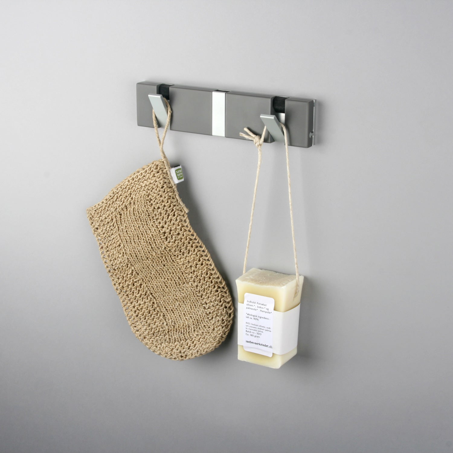 Garderobe Knax Lite 3 grau Luxus-Hakenleiste für Bad & Küche Länge 20 cm