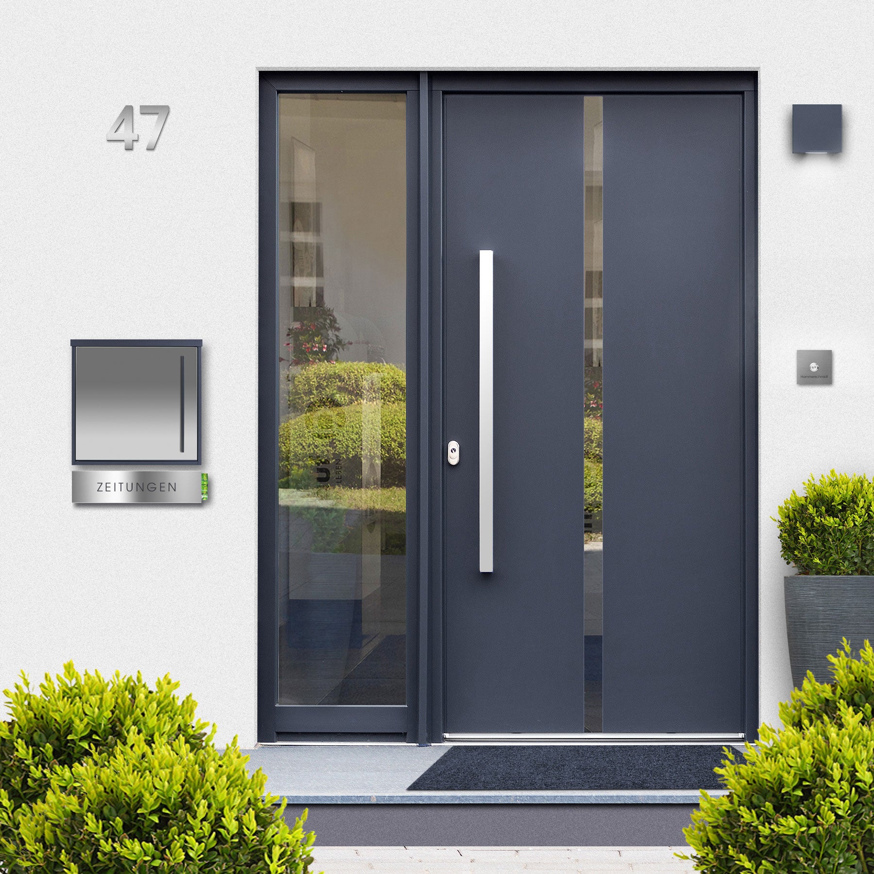 Beschriftung ZEITUNGEN für Zeitungsfächer ZF 1 dunkelgrau