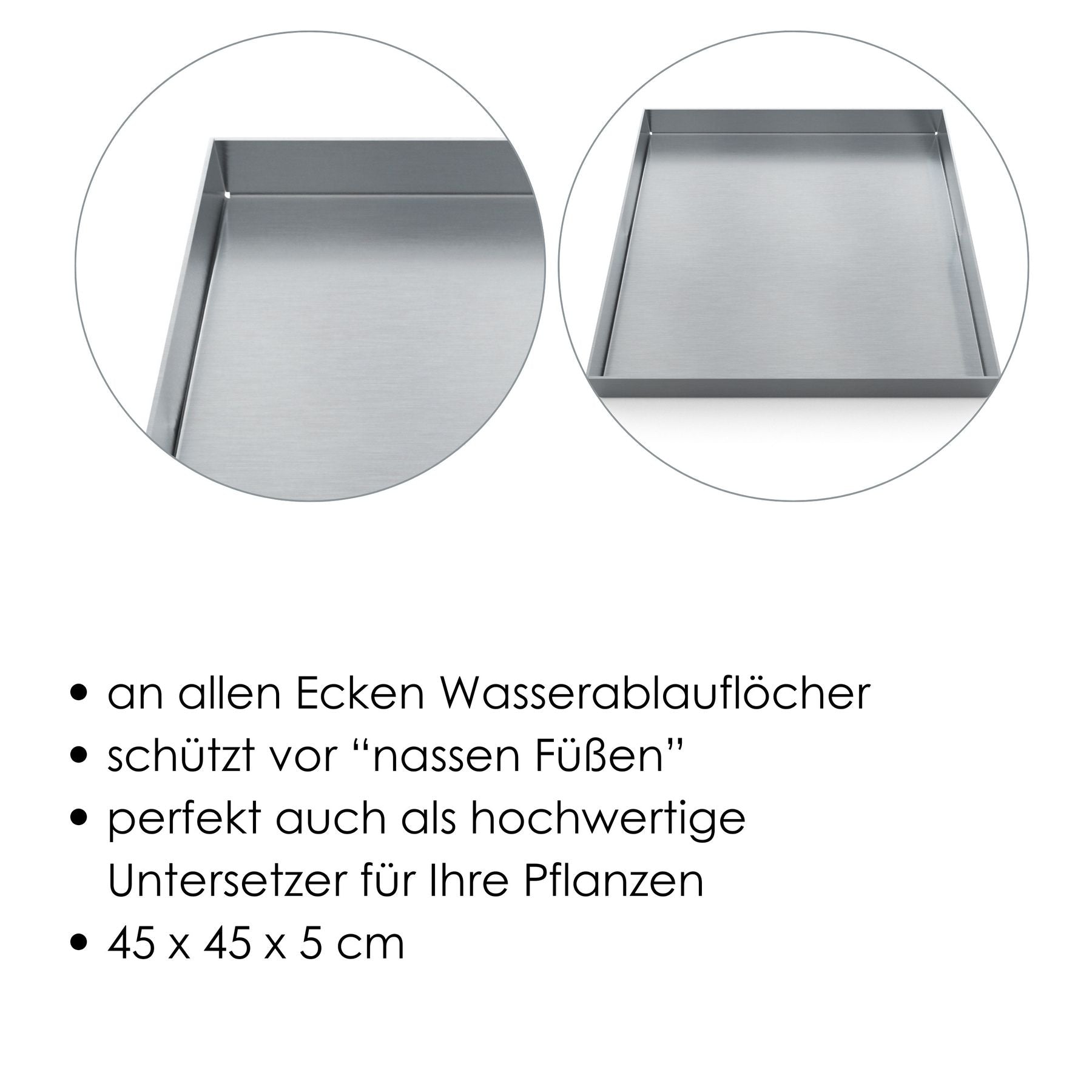 Bodenschutzwanne Edelstahl für Feuertonne und Feuerkorb 45x45 cm