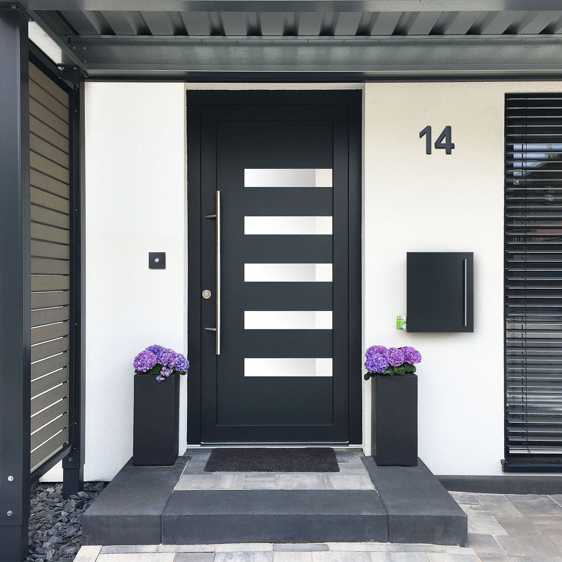 B-Ware Box 110 Qualitäts-Briefkasten mit Zeitungsfach anthrazit-grau (RAL 7016)