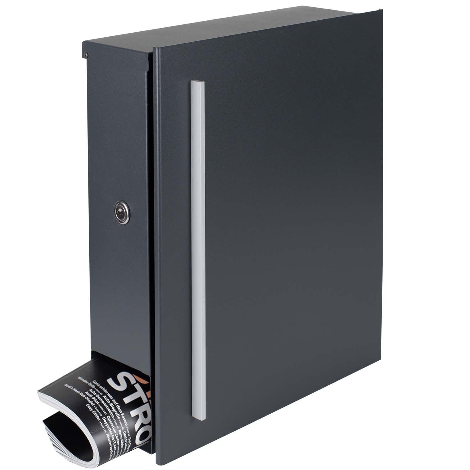 B-Ware Box 110R Design-Briefkasten mit Zeitungsfach anthrazit-grau (RAL 7016)