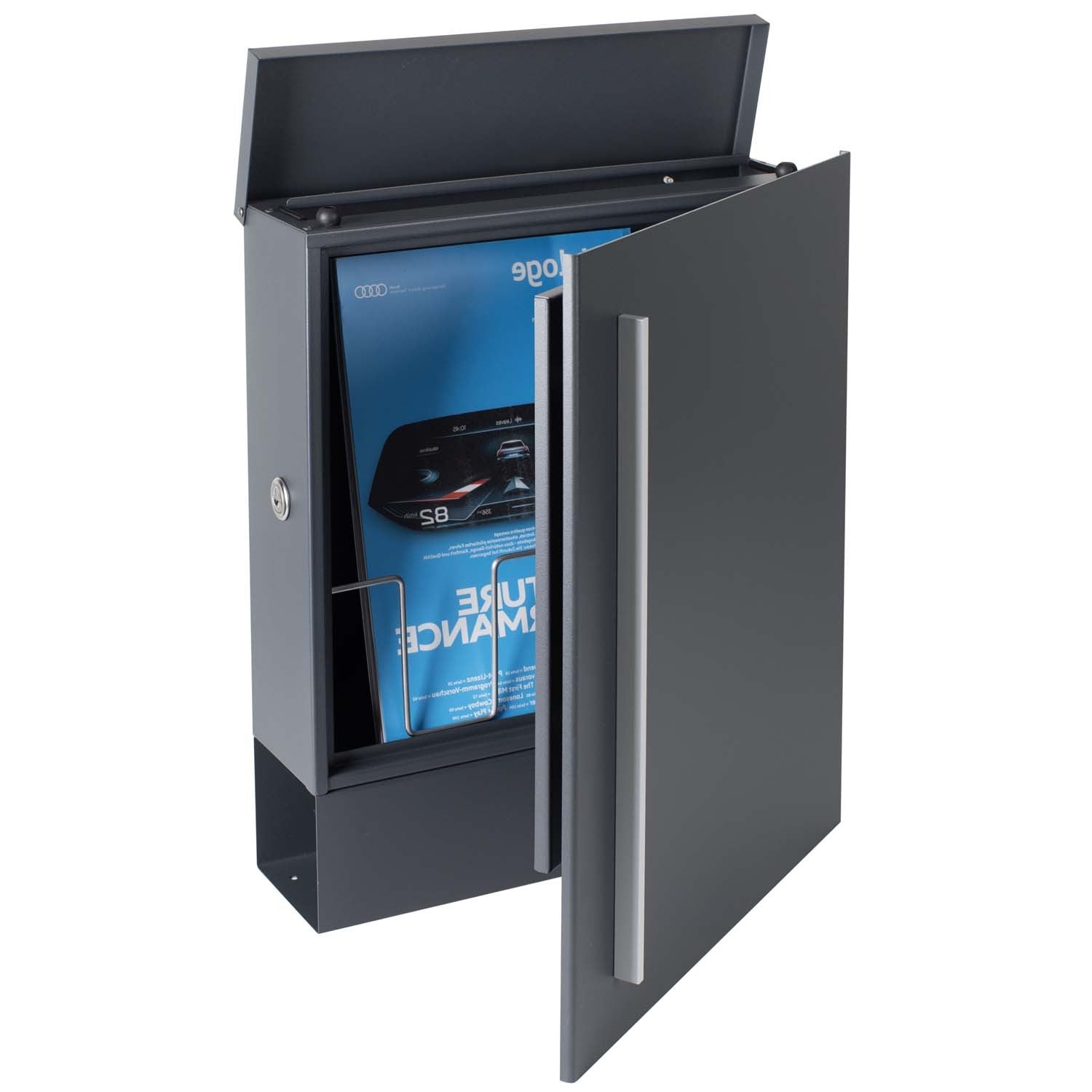 B-Ware Box 110R Design-Briefkasten mit Zeitungsfach anthrazit-grau (RAL 7016)