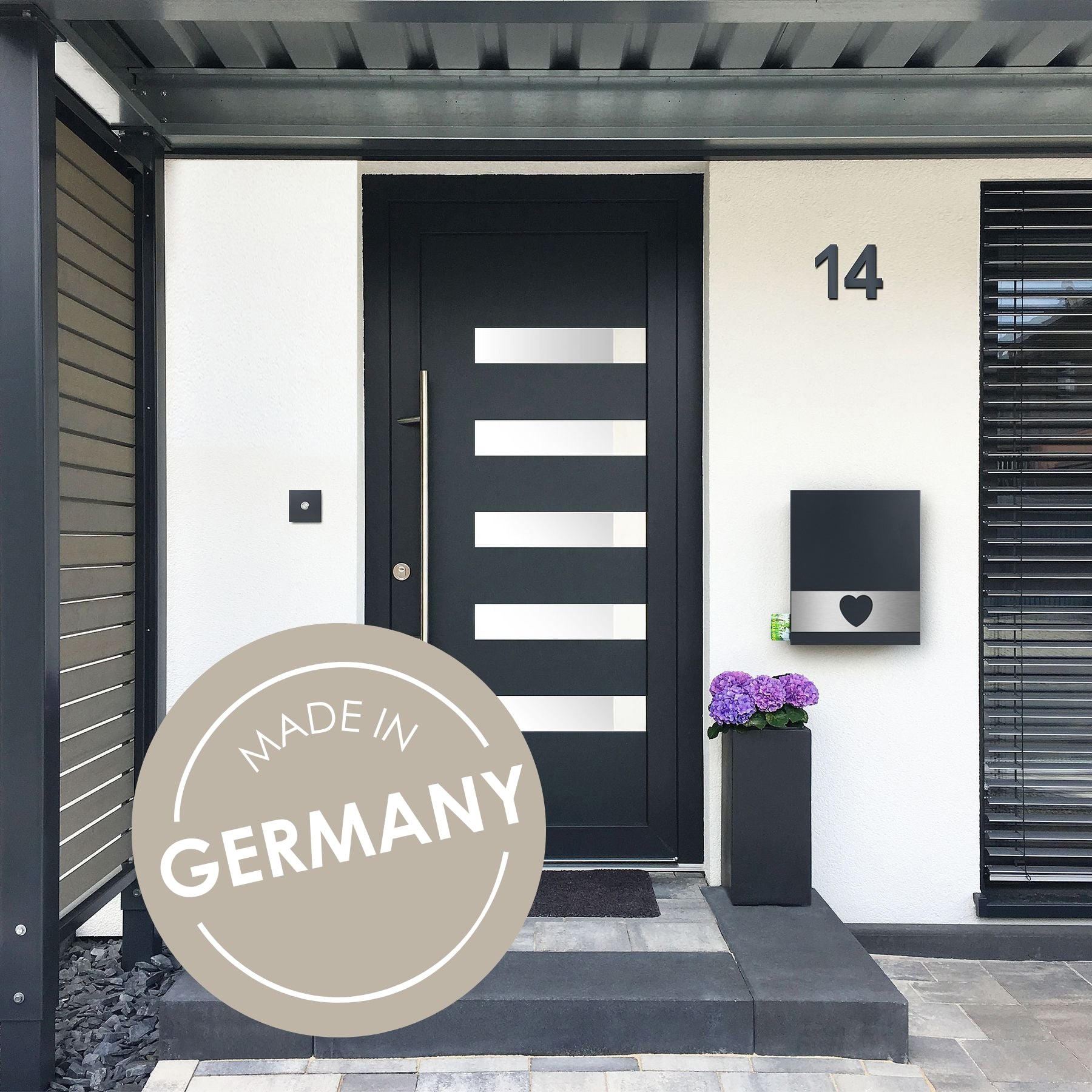 Briefkasten Box 111 Stick340 anthrazit Herz