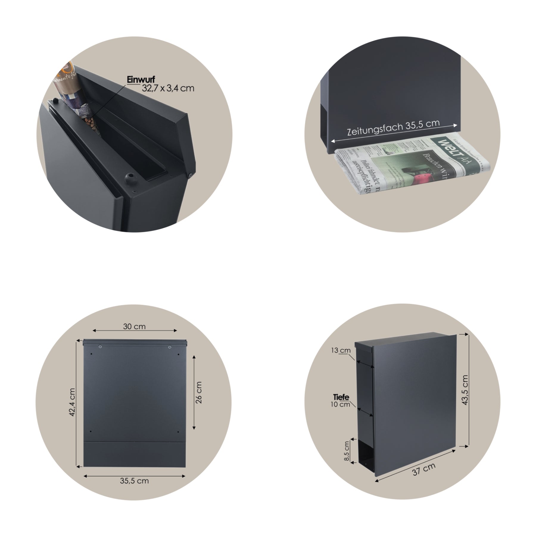 Briefkasten Box 111 Nf14b anthrazit personalisiert