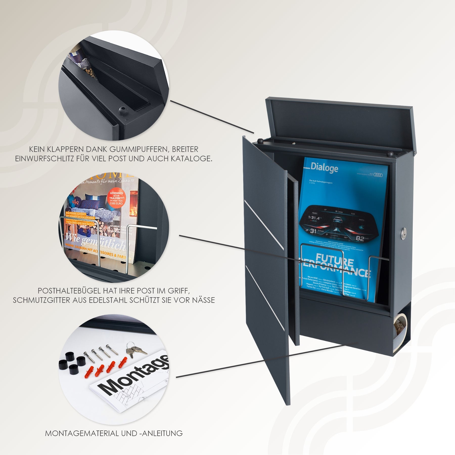 Briefkasten Box 141 Nf11d anthrazit personalisiert