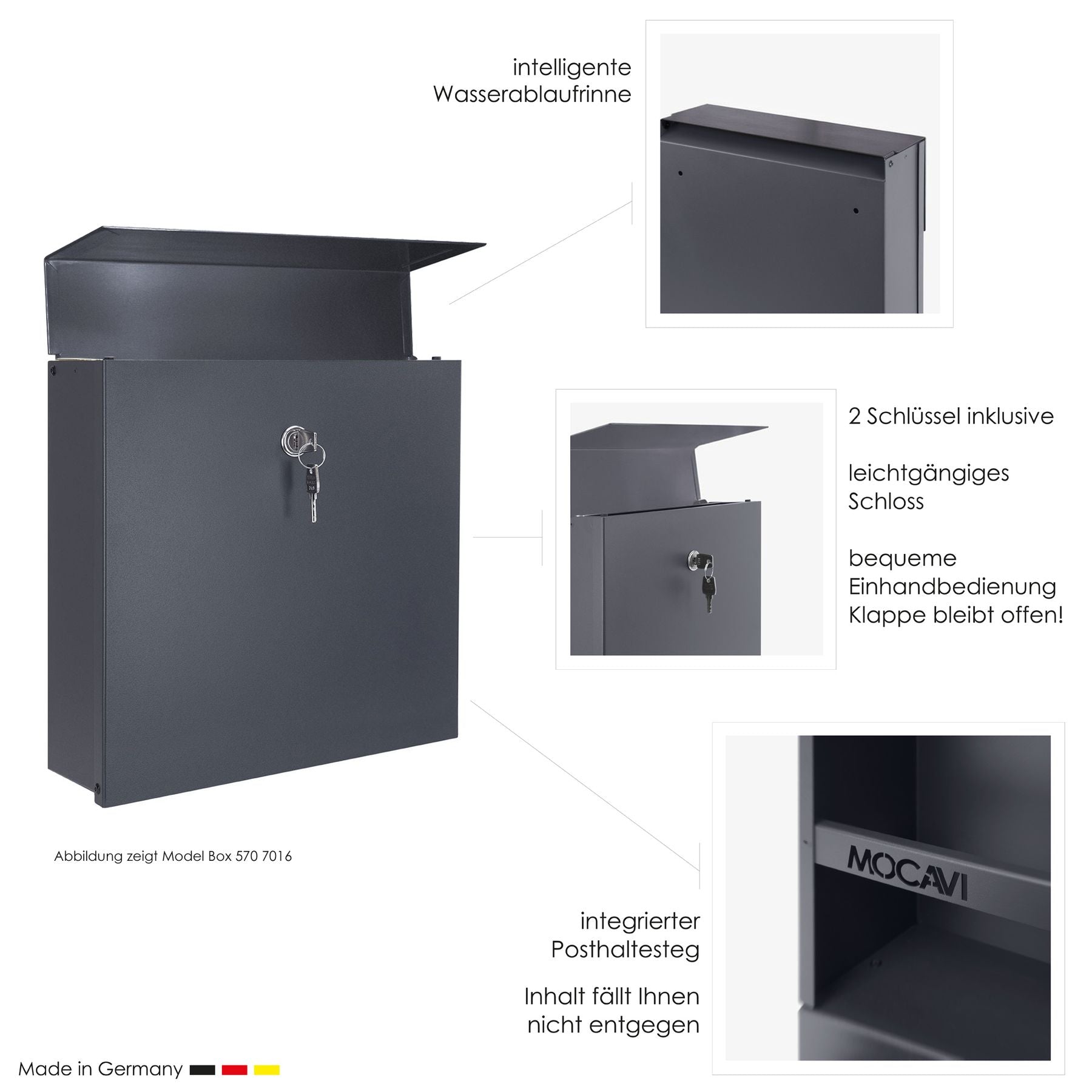 Box 570 Design-Briefkasten anthrazit-eisenglimmer (DB 703)