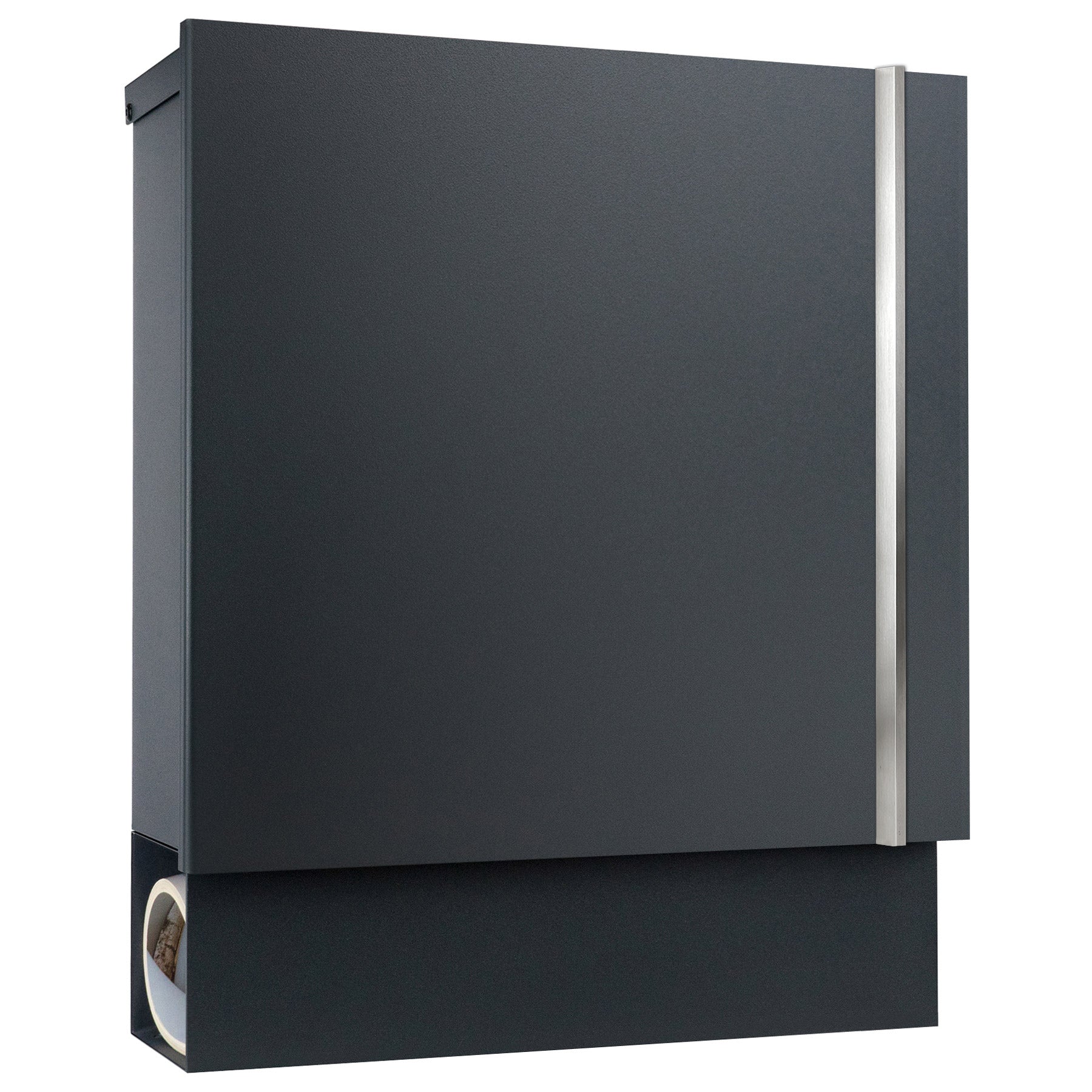 Premium Box 610 Briefkasten anthrazit (RAL 7016) mit Zeitungsfach und Edelstahl-Griff