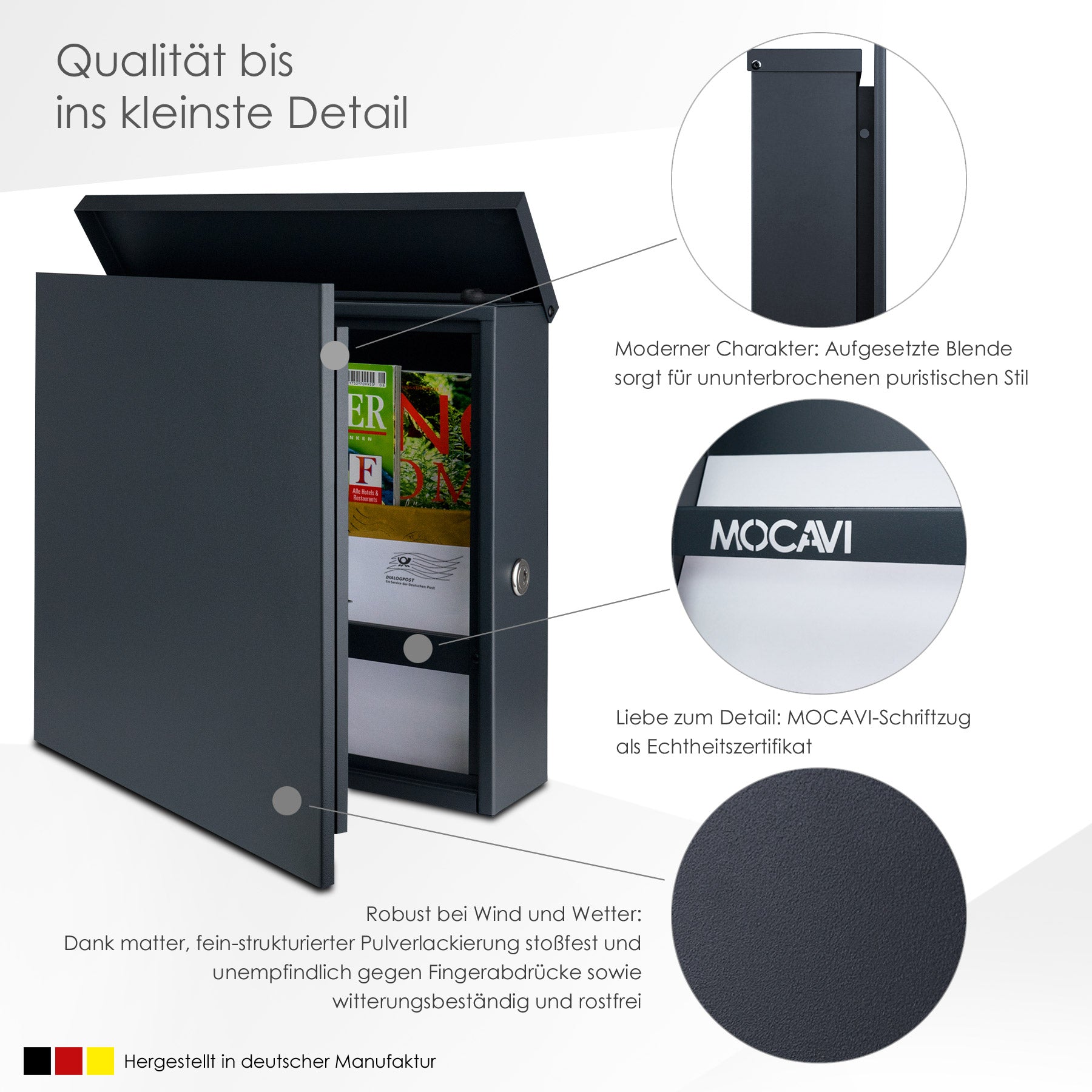 Premium Box 670R Design-Briefkasten anthrazit (RAL 7016)