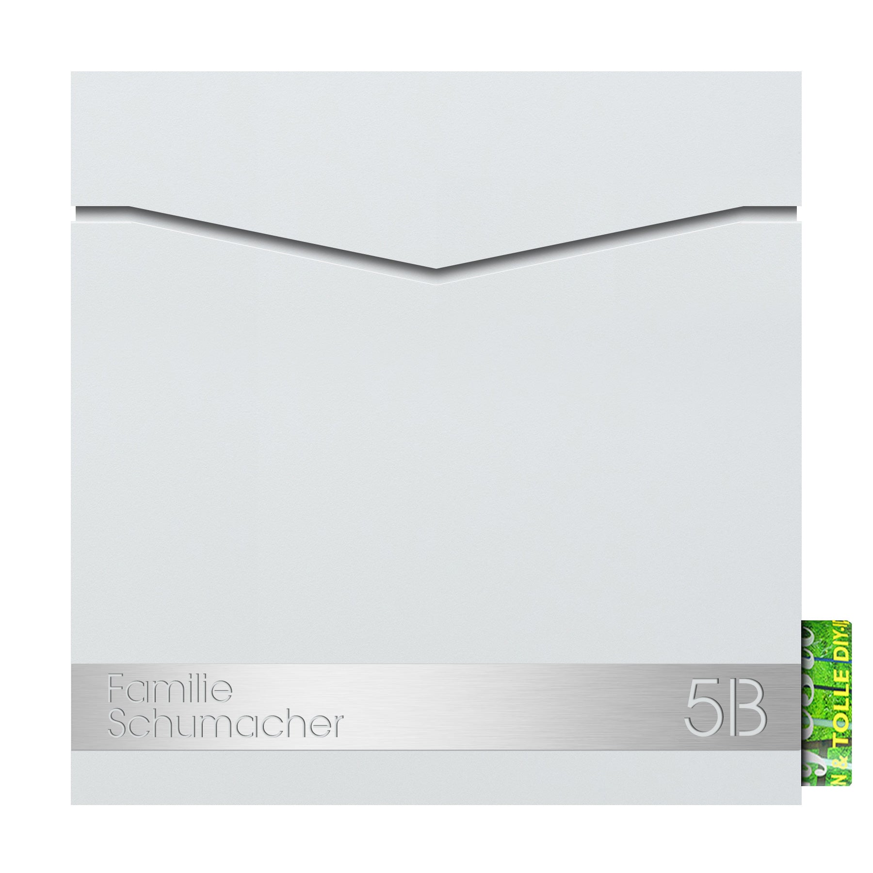 Box 710 weiss Postbox mit Edelstahl-Namenschild