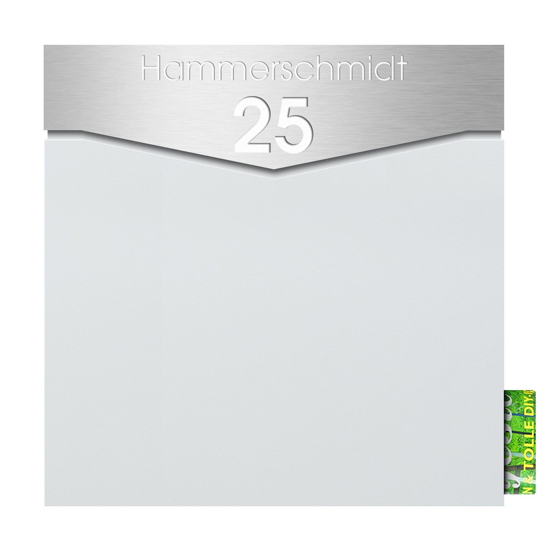 Briefkasten weiss personalisiert mit edlem Edelstahlschild Box 710