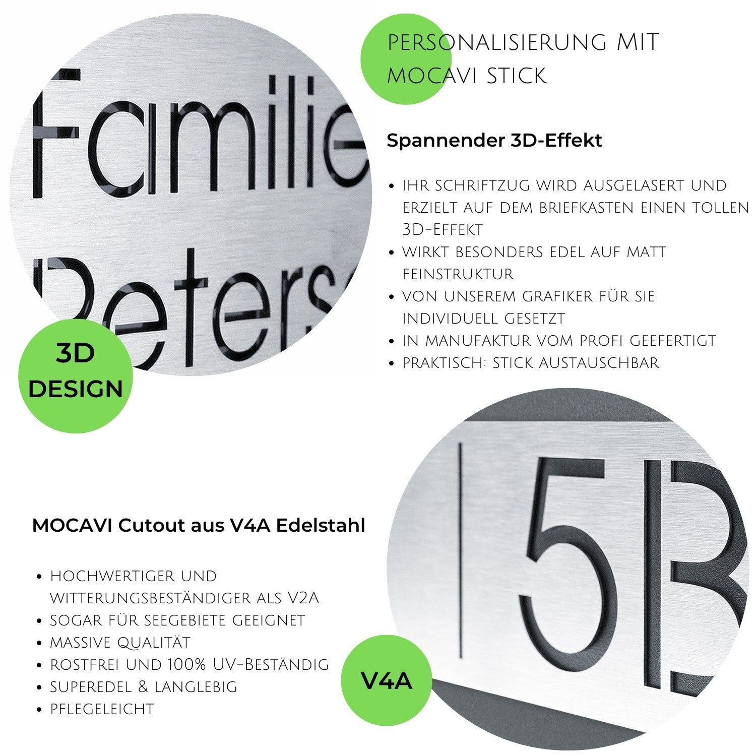 Spannender 3-D Effekt hochwertiges V4A Edelstahl