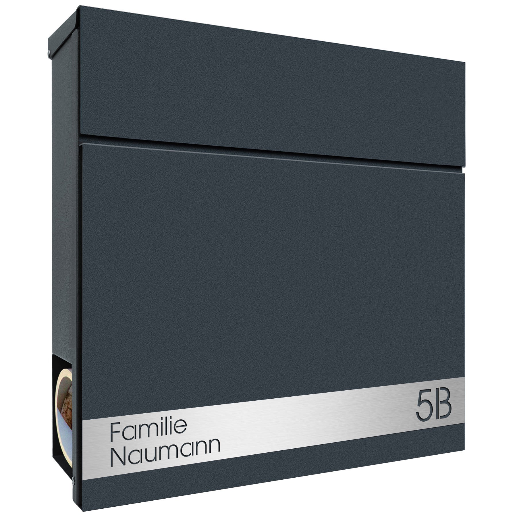 Qualitäts-Postkasten anthrazit mit Zeitungsrolle Box 715 individuell personalisiert