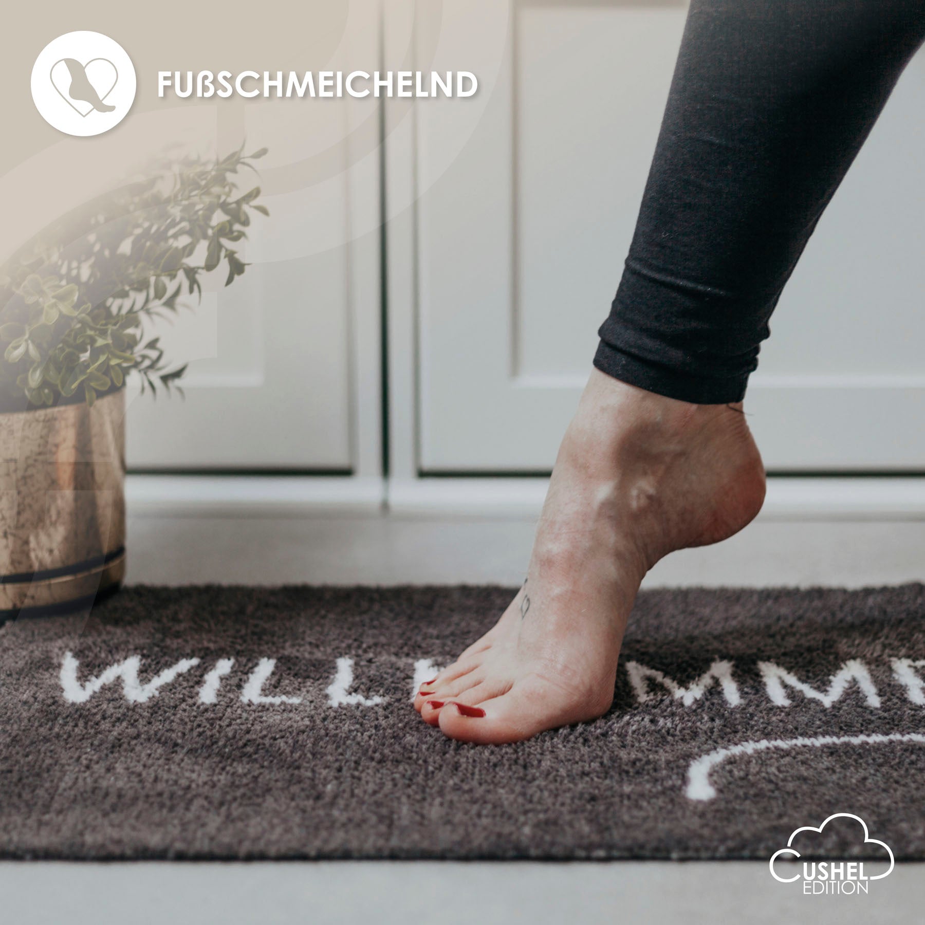Fußmatte 50x70 Cushel- hier wohnen anthrazit