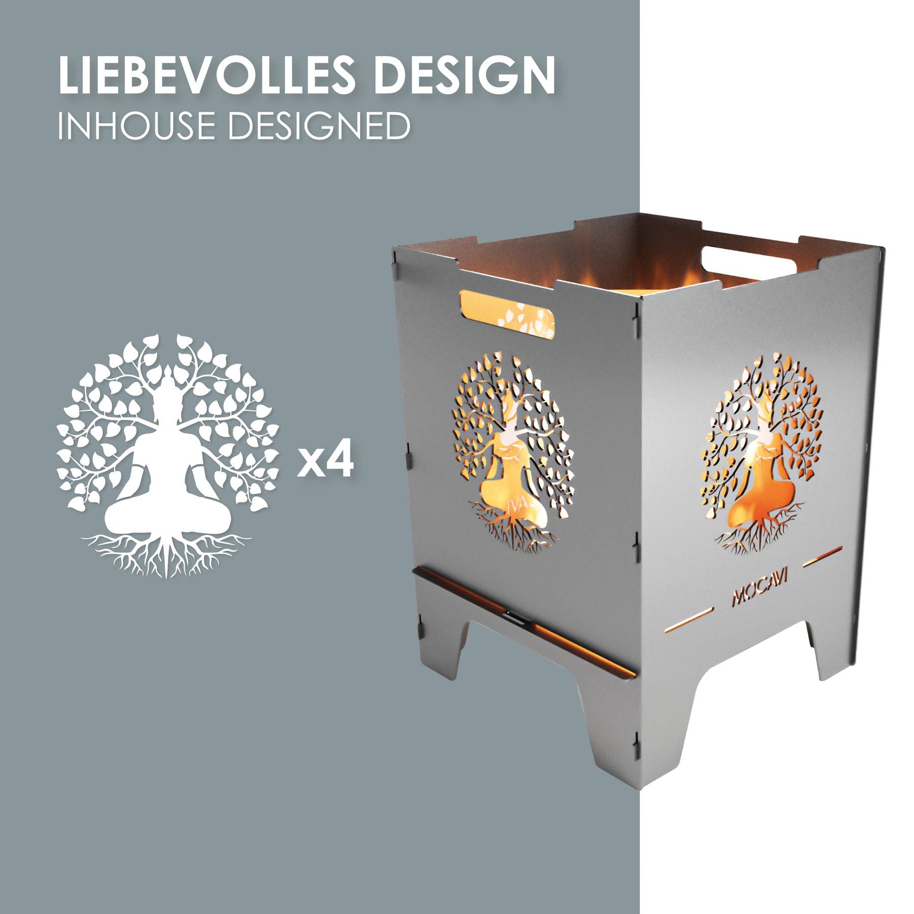 Edelstahl Feuerkorb Lebensbaum 52 cm | 3 mm V2A