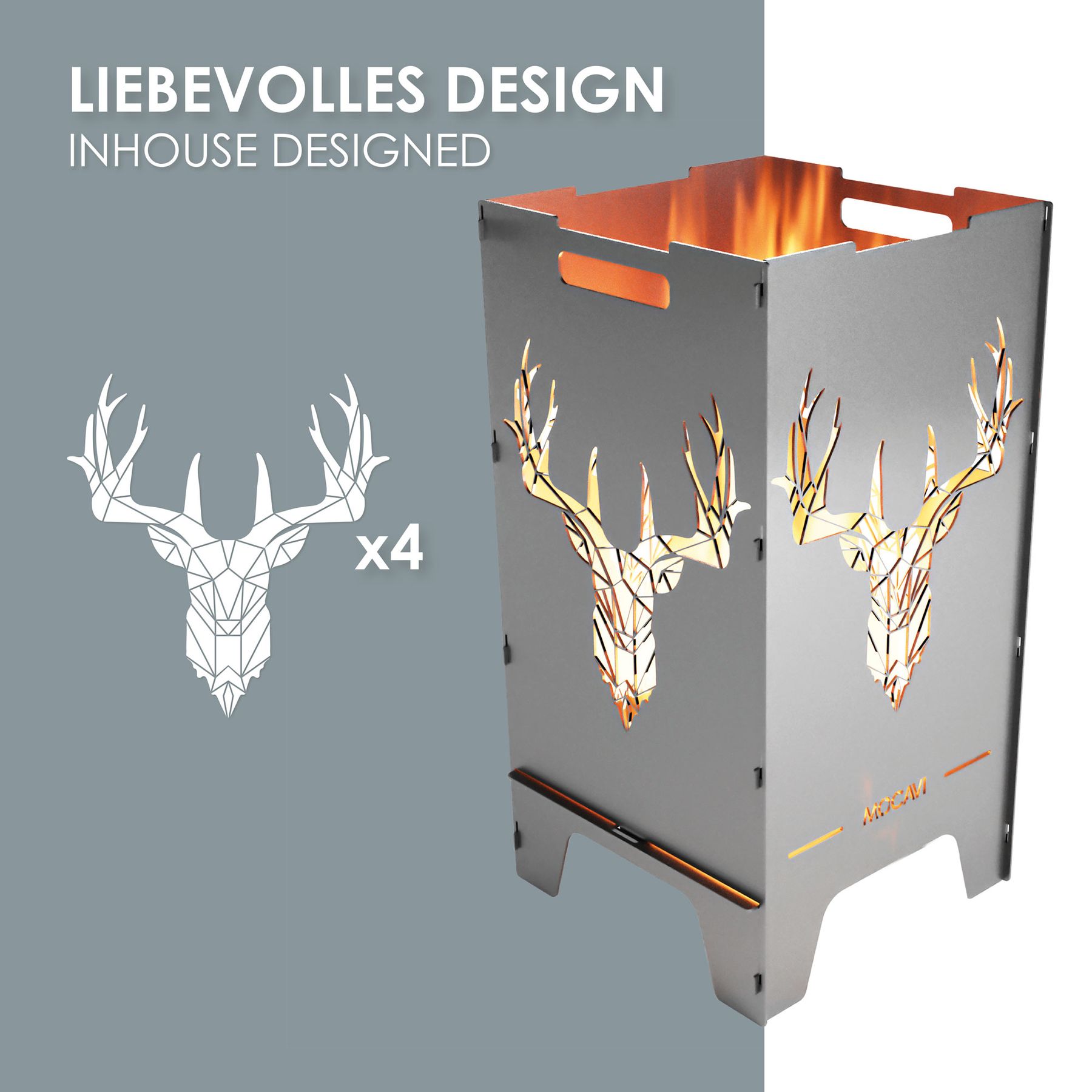 Edelstahl Feuertonne Deer 73 cm | 3 mm V2A