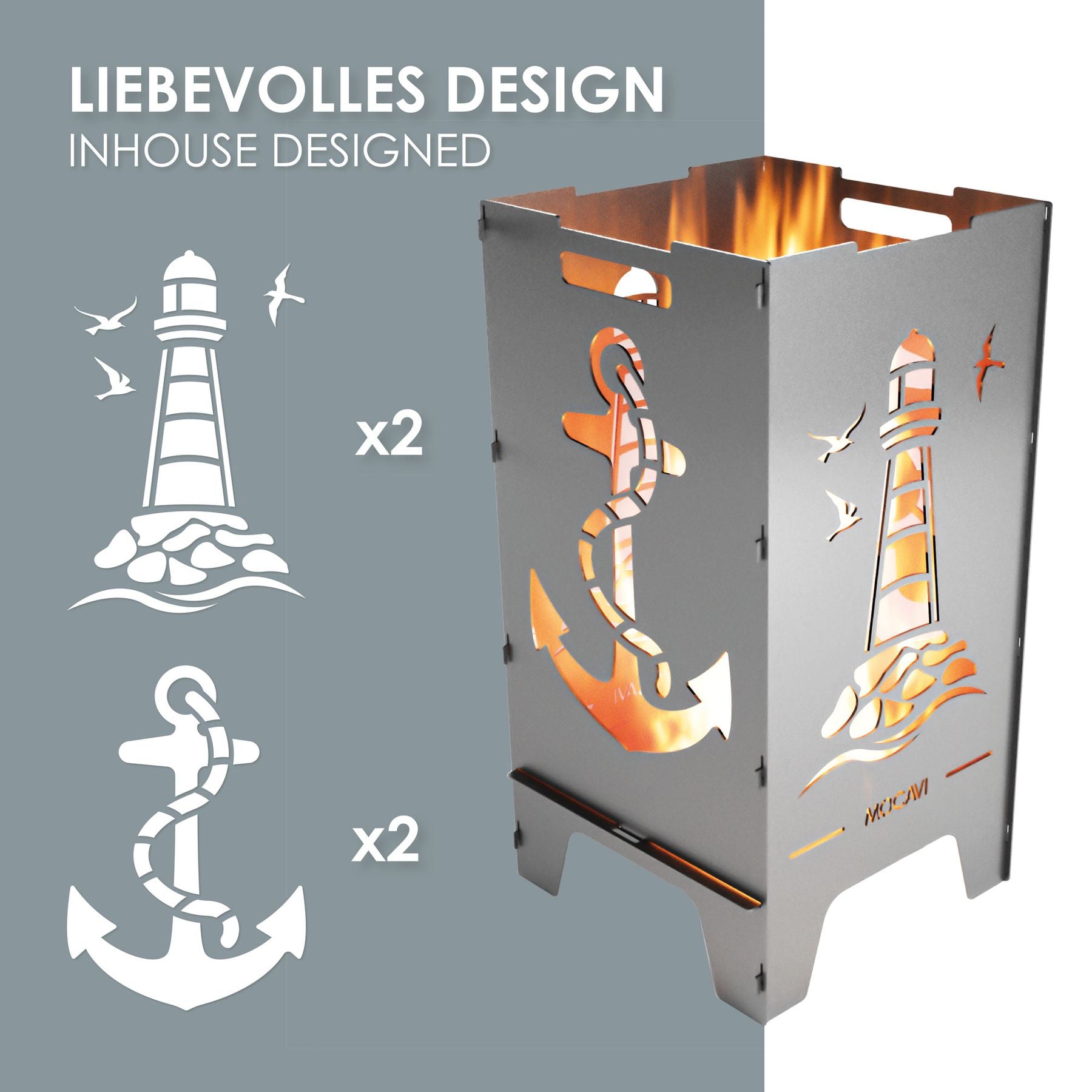 Edelstahl Feuertonne Maritim 73 cm | 3 mm V2A