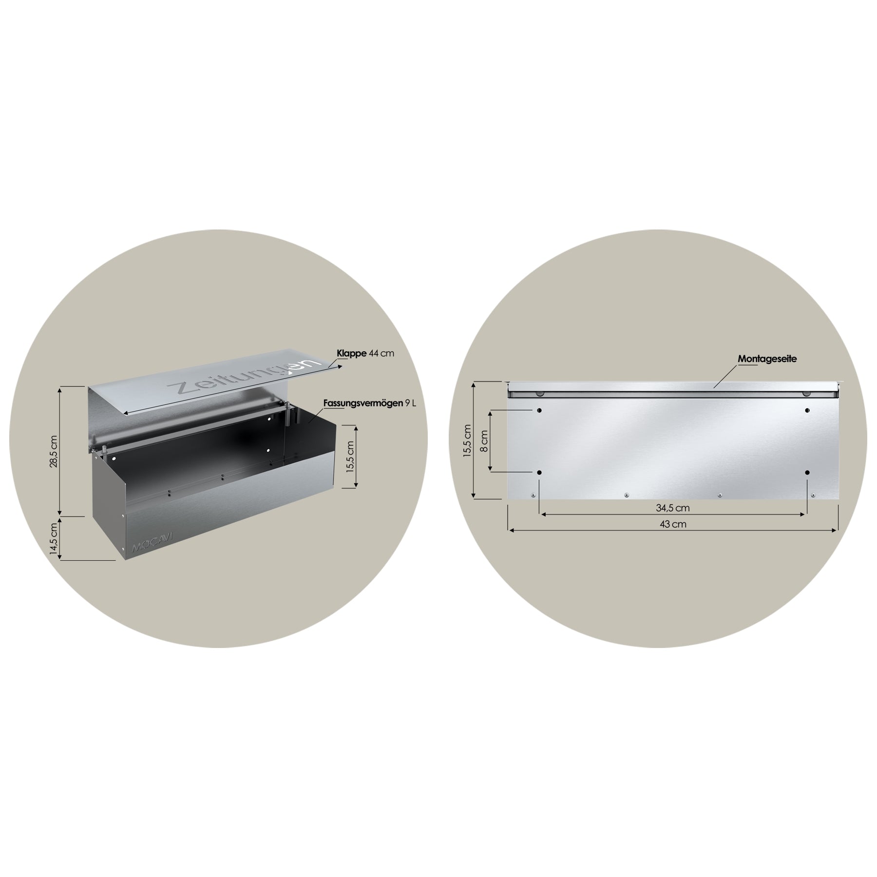 B-Ware Edelstahl Zeitungsfach XXL mit Deckel ZF 2b Zeitungen