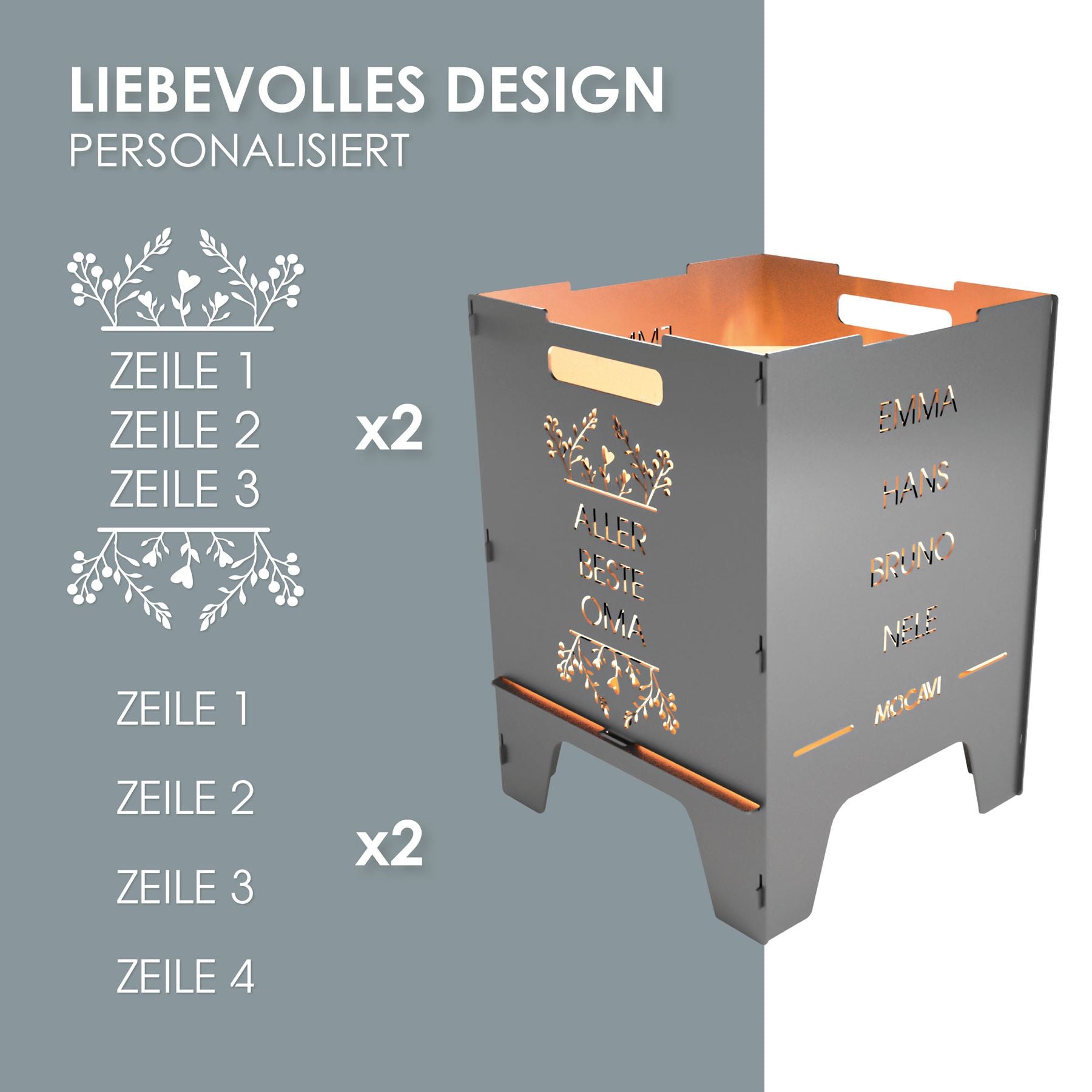 Feuerkorb Beste 52 cm | 3 mm Stahl personalisiert