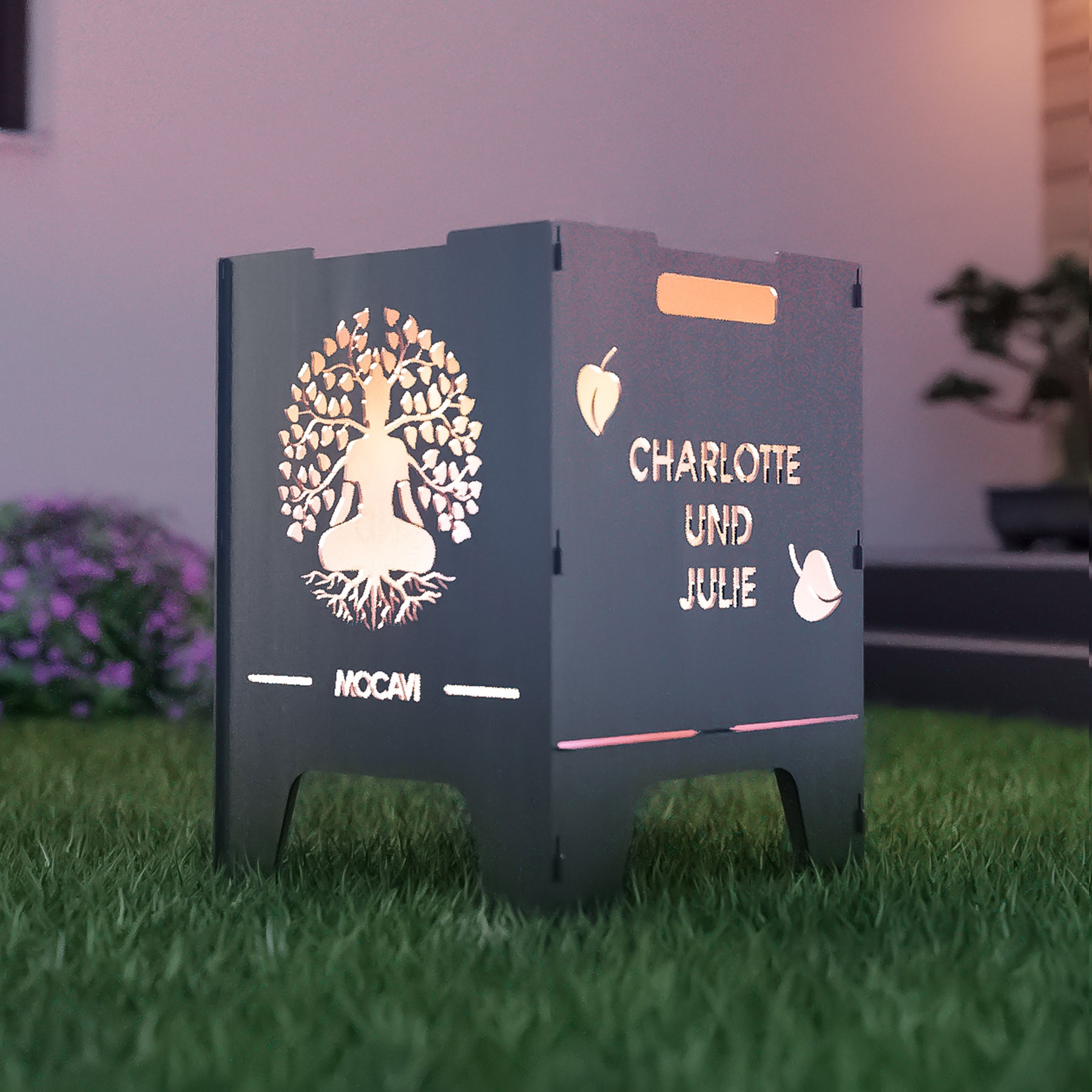 Feuerkorb Lebensbaum 52 cm | 3 mm Stahl personalisiert